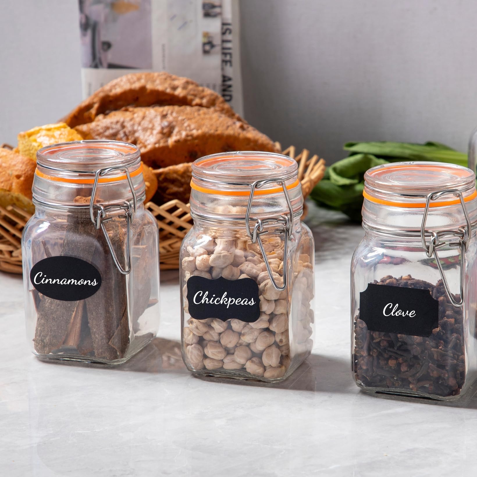 Gala Houseware Airtight Clear Glass Jars with Bail and Trigger Latch Seal Dishwasher Safe, Set of 6, Volume 9.6 oz, Perfect for Home Canning, Pickling, Preserving, and Reusable food storage
