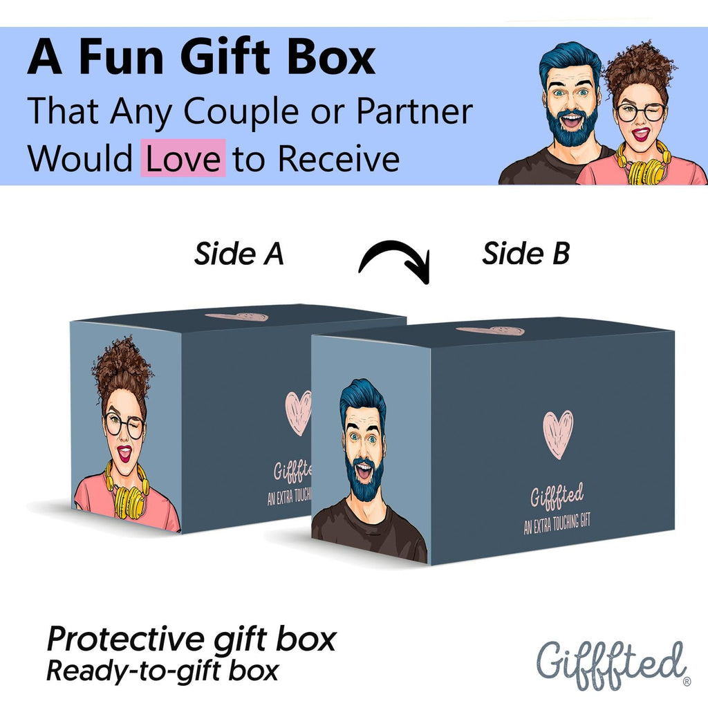 Triple Gifffted Funny Couples Gifts for Christmas, Wedding Anniversary, Engagement, Valentines Day Girlfriend Boyfriend Couple Gift, His & Hers, Bride & Groom, Him & Her, Ceramic, 380ML