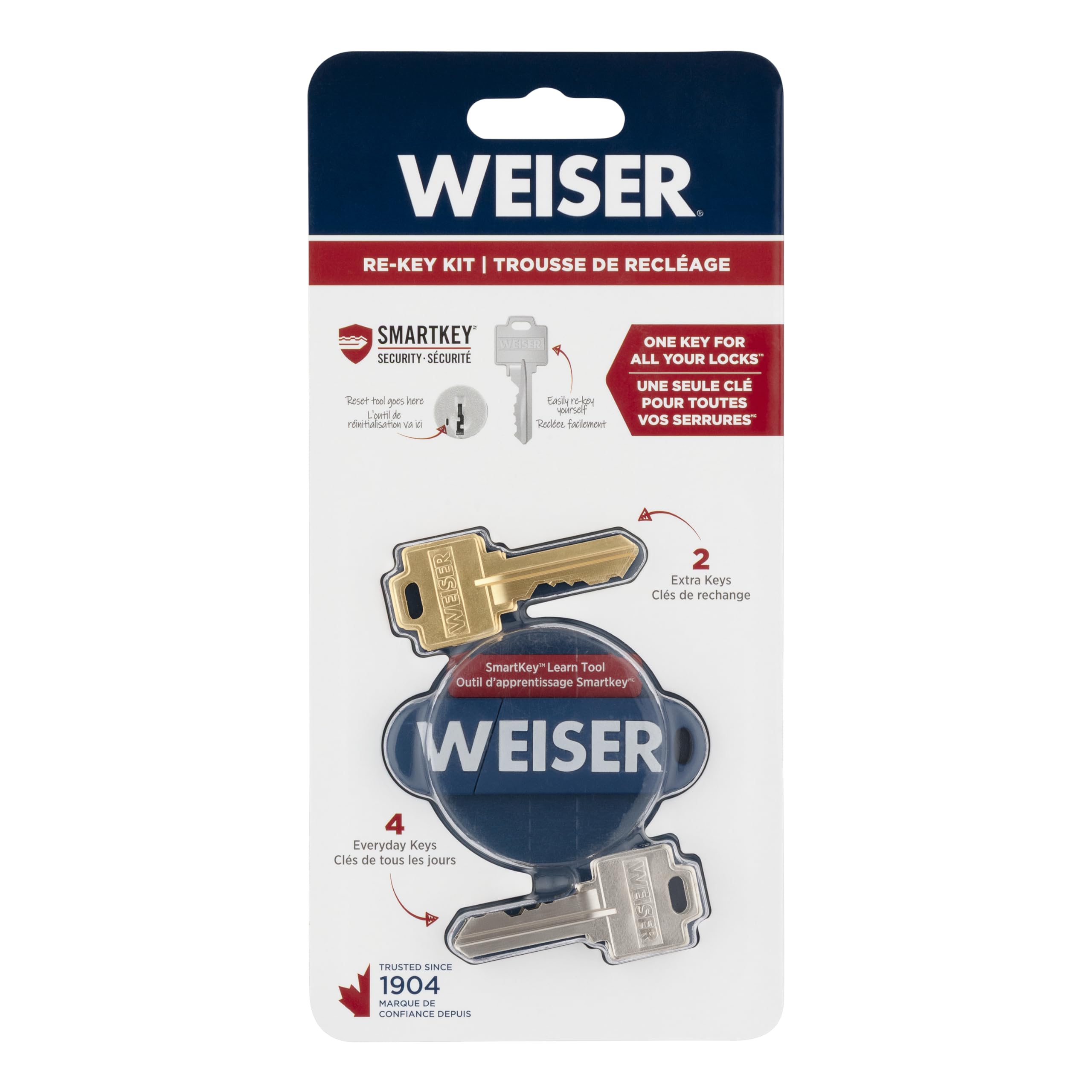 Weiser SmartKey Re-Key Kit, Re-Key Kit for Weiser SmartKey Deadbolt Locks, Door Handles, Door Knobs and Electronic Locks, Re-key Your Lock in Seconds , Silver