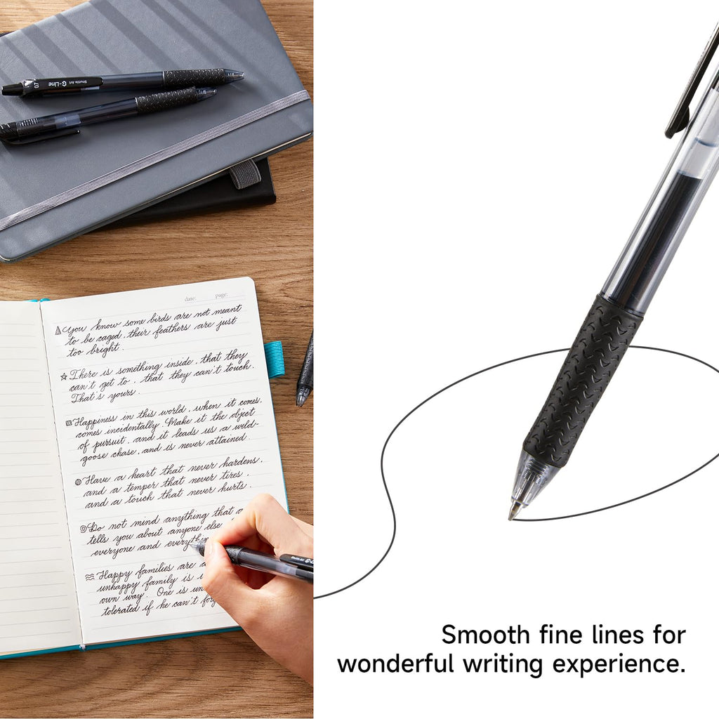 Lineon 46 Pack Black Gel Ink Pens (20 Gel Pens with 26 Refills) Medium Point Retractable Writing Smooth Writing with Comfortable Grip for Office School