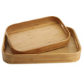 Dicunoy Set of 2 Bamboo Serving Tray, Solid Wood Breakfast Tray with Handles, Large Bamboo Food Tea Trays Great for Dinner, Coffee, Bar, Parties, 15.6" L x 10.8" W /12.6" L x 8.5" W