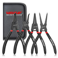 WISEUP Pliers Set, 170mm 4-Piece Bent/Straight Internal External Circlip Plier, Industrial Carbon Steel plier Set, Anti-Rust, Anti-Bending and Labor-Saving Split Ring Pliers, with Storage Bag
