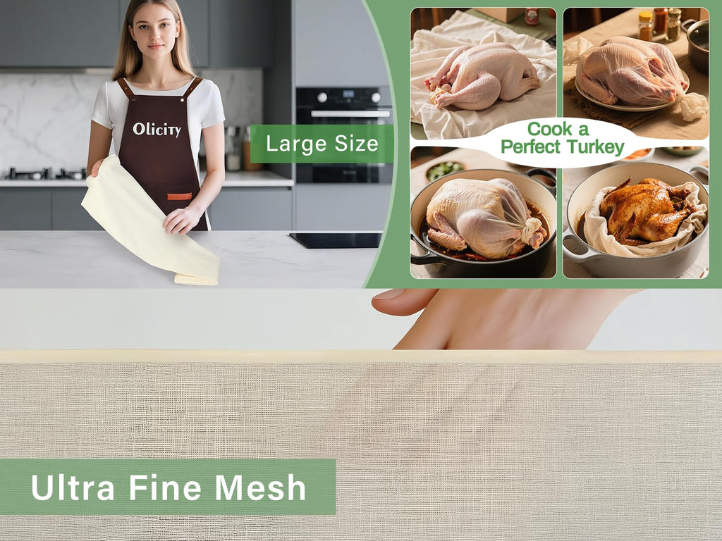 Olicity Cheese Cloth Roll, Grade 90, 3x30Ft, 90 Sq Feet, Reusable Large Cheesecloth Roll Bulk with Closed Edges Unbleached Cotton Muslin Fabric Cheese Cloths for Straining, Cooking, Crafts - 10 Yards