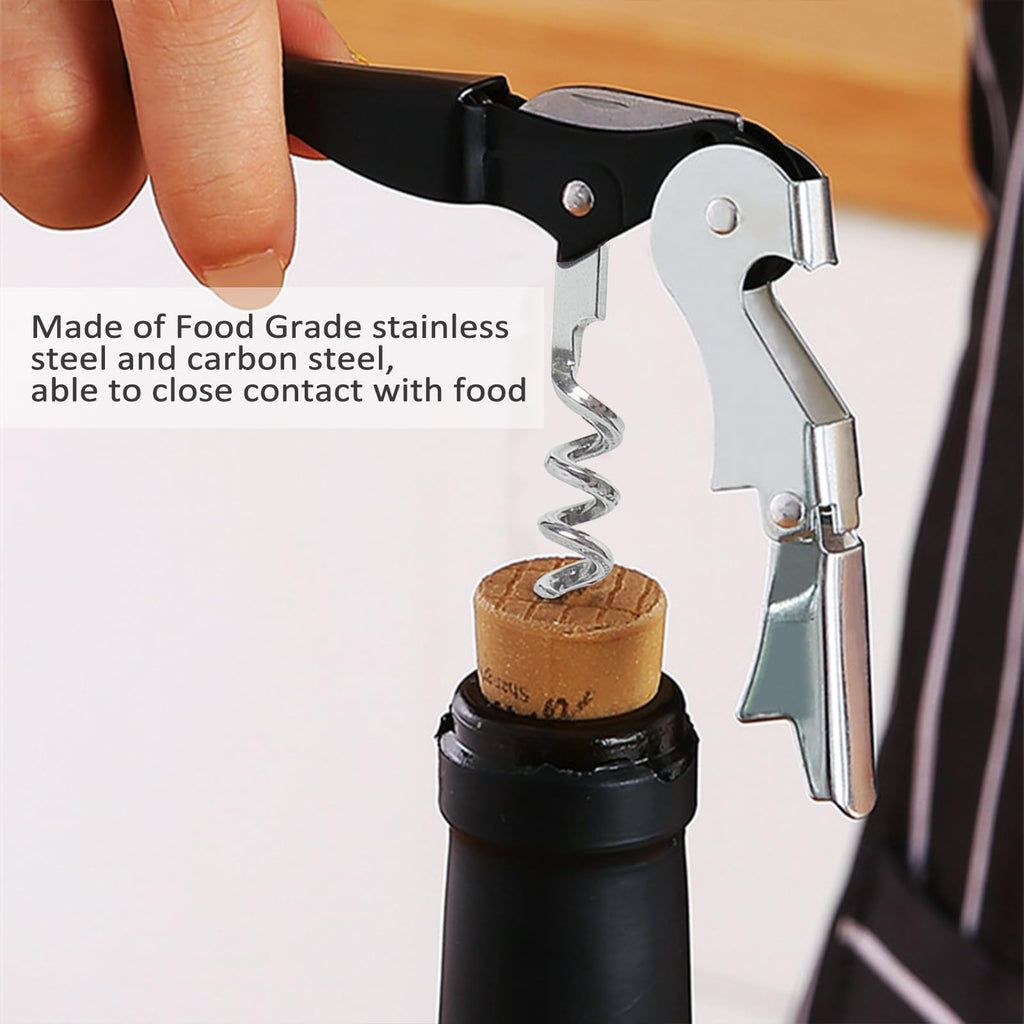 RECUTMS Corkscrew 12 Packs Wine Opener Keys Bulk Stainless Steel Fold Beer or Bottle Openers Serrated Foil Cutter, Perfect for Bars Restaurants Family Company Party (Black)