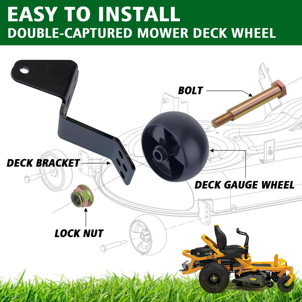 CheeMuii Deck Wheel Kit for MTD Cub Cadet 734-04155 Toro 112-0677 72-025 210-275 5" Deck Wheels with Shoulder Bolts Locknuts Pack of 4