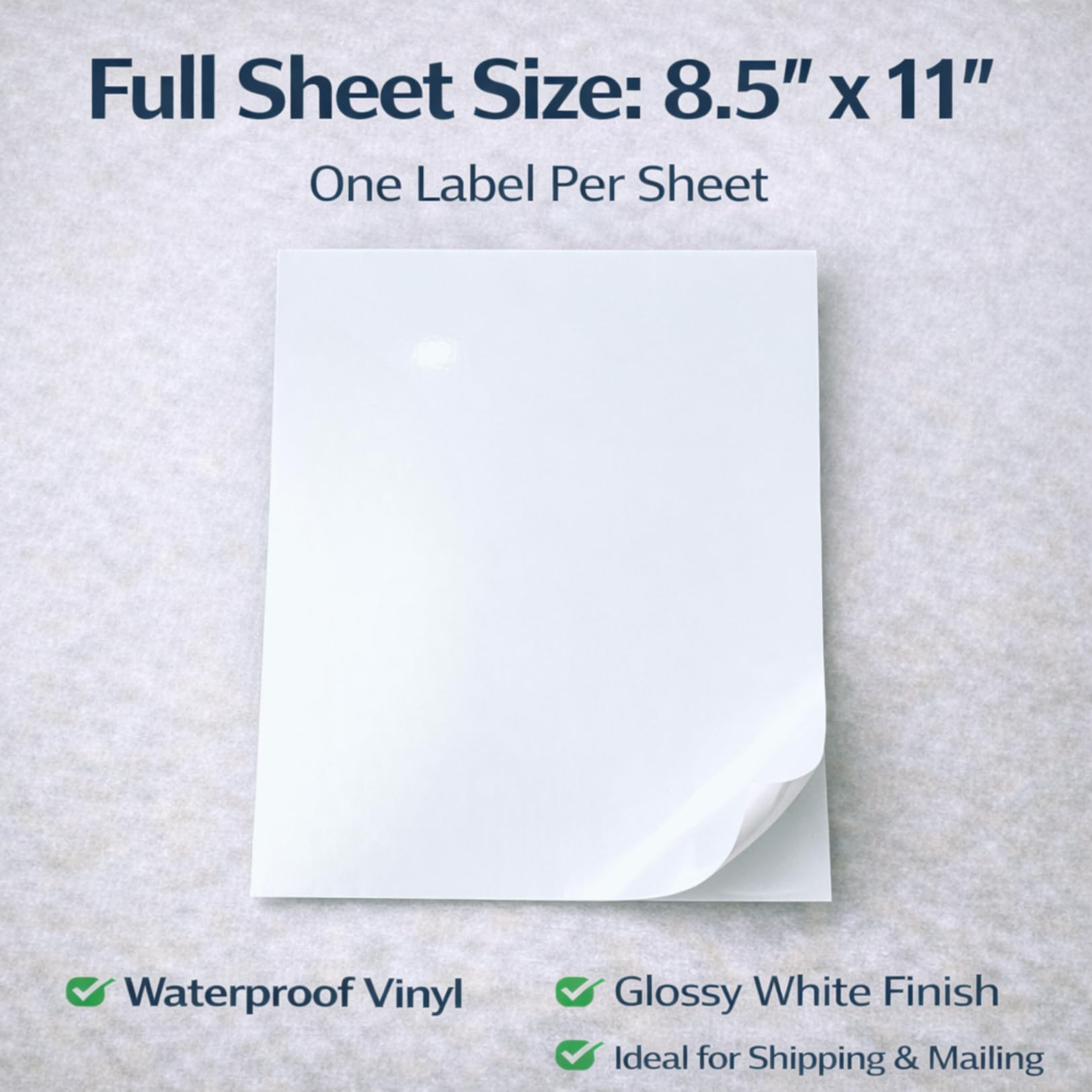 Nicbuy Full Sheets Printable Glossy White Shipping Labels - 20 Labels (8.5" x 11") - Waterproof Vinyl Stickers for Inkjet or Laser Printer