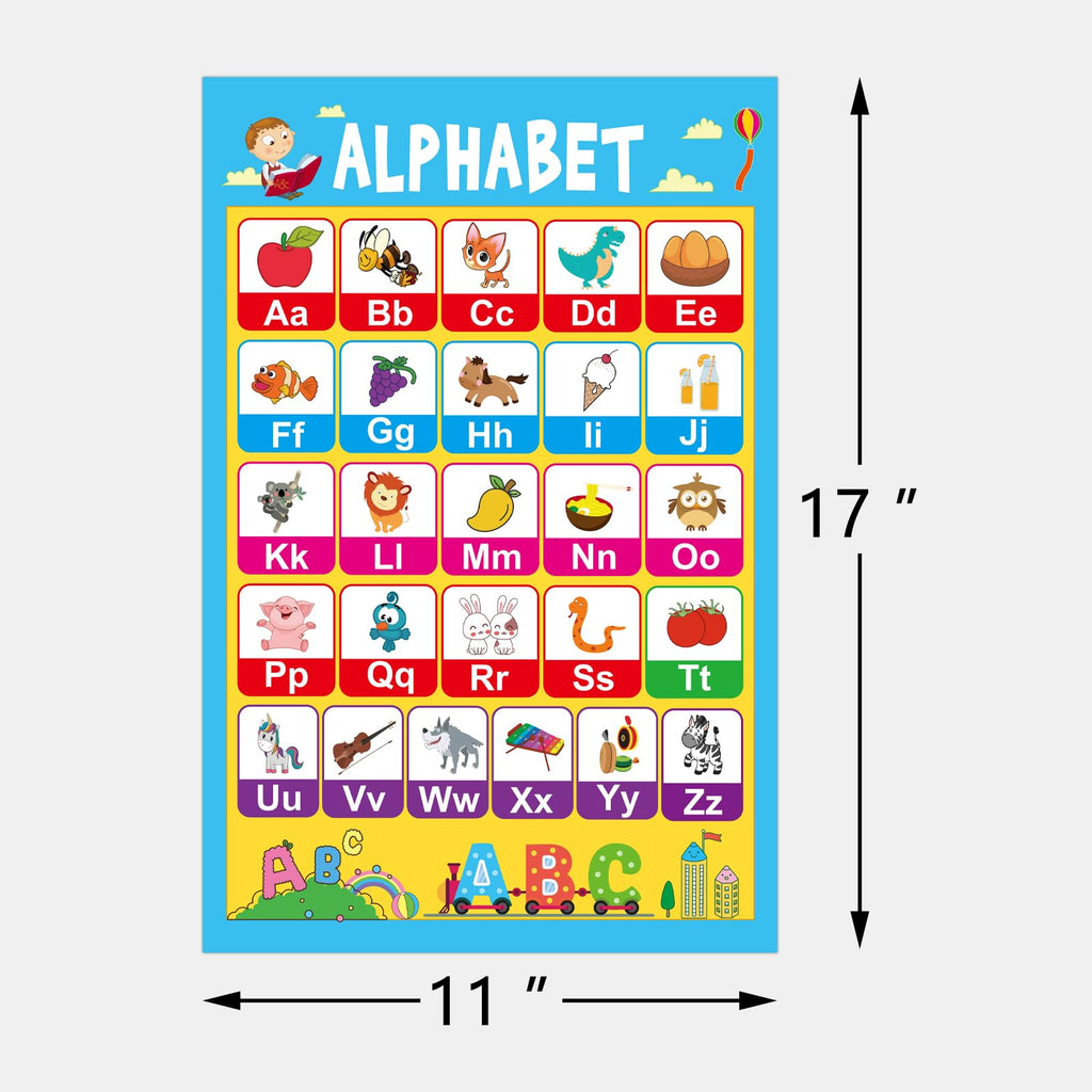 Pack of 22 11" x 17" Educational Posters for Toddlers Kindergarten Homeschool Supplies Classroom Decorations Preschool Distance Learning Decor ABC Poster Numbers and More