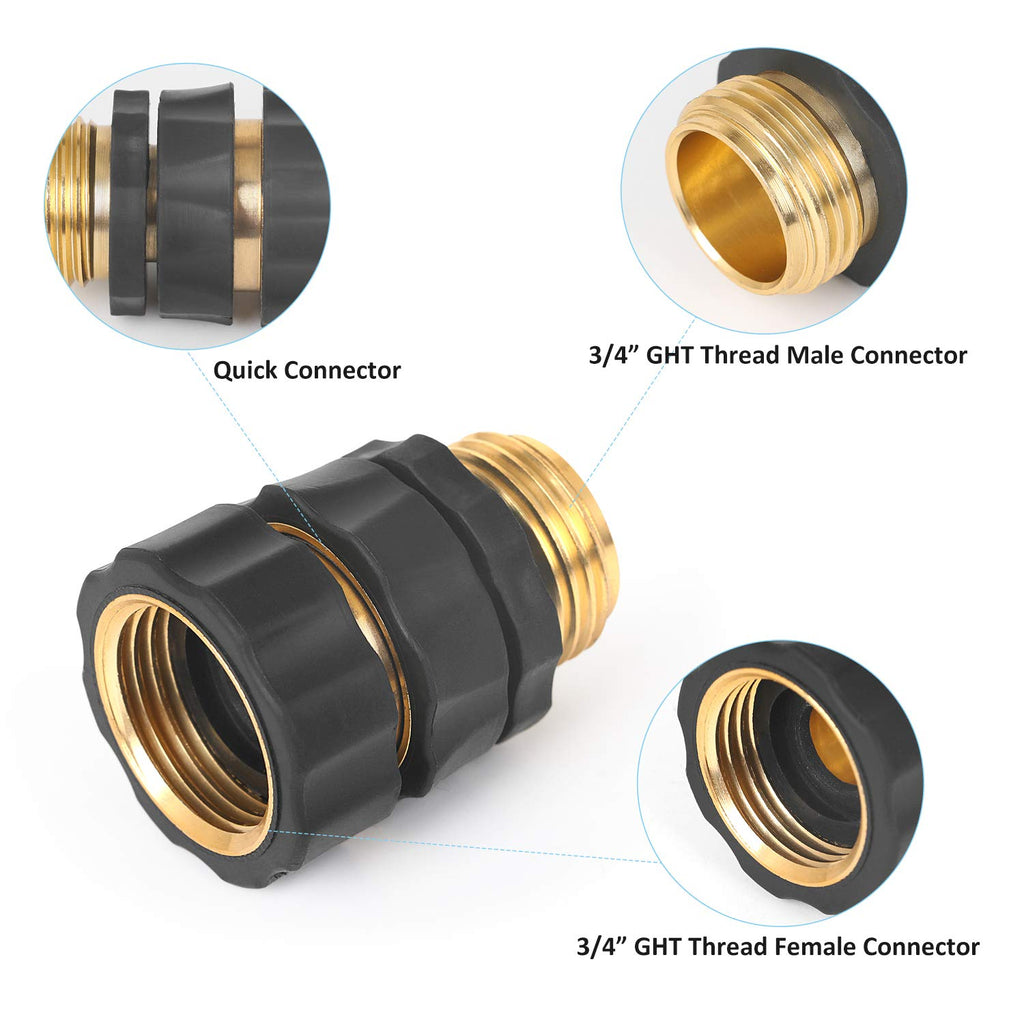 STYDDI 3/4" GHT Thread Aluminum Garden Hose Fitting Quick Connector Male and Female Value Pack - No-Leaks Water Hoses Quick Connect Release, 4 Set, with Extra 4 Washers
