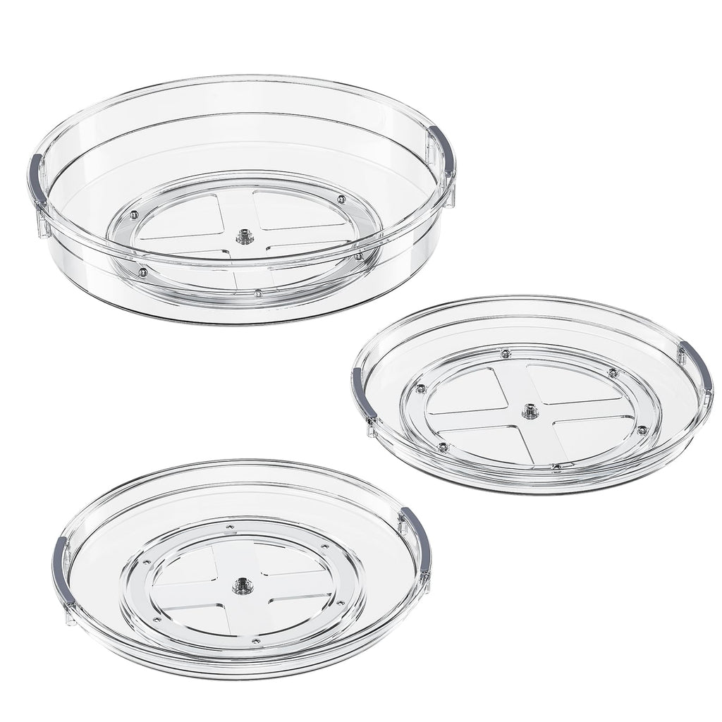 LAMU 3 Pack Lazy Susan Organizer Turntable for Cabinet, Pantry Organizers and Storage, Rotating Condiment Organizer for Kitchen, Table Top, Fridge, Countertop, Spice Organization, 9.25'' 10.6'' 12''