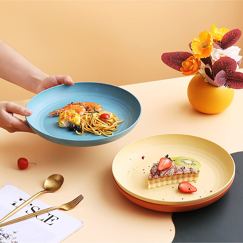 16 Pieces Bowl Set Tablewares, Wheat Straw Plates,Lightweight Degradable Dinner Plates Set,Bowls, Cups, Tablewares Set, Dishwasher Safe Dinnerware Set, Unbreakable Salad Plates