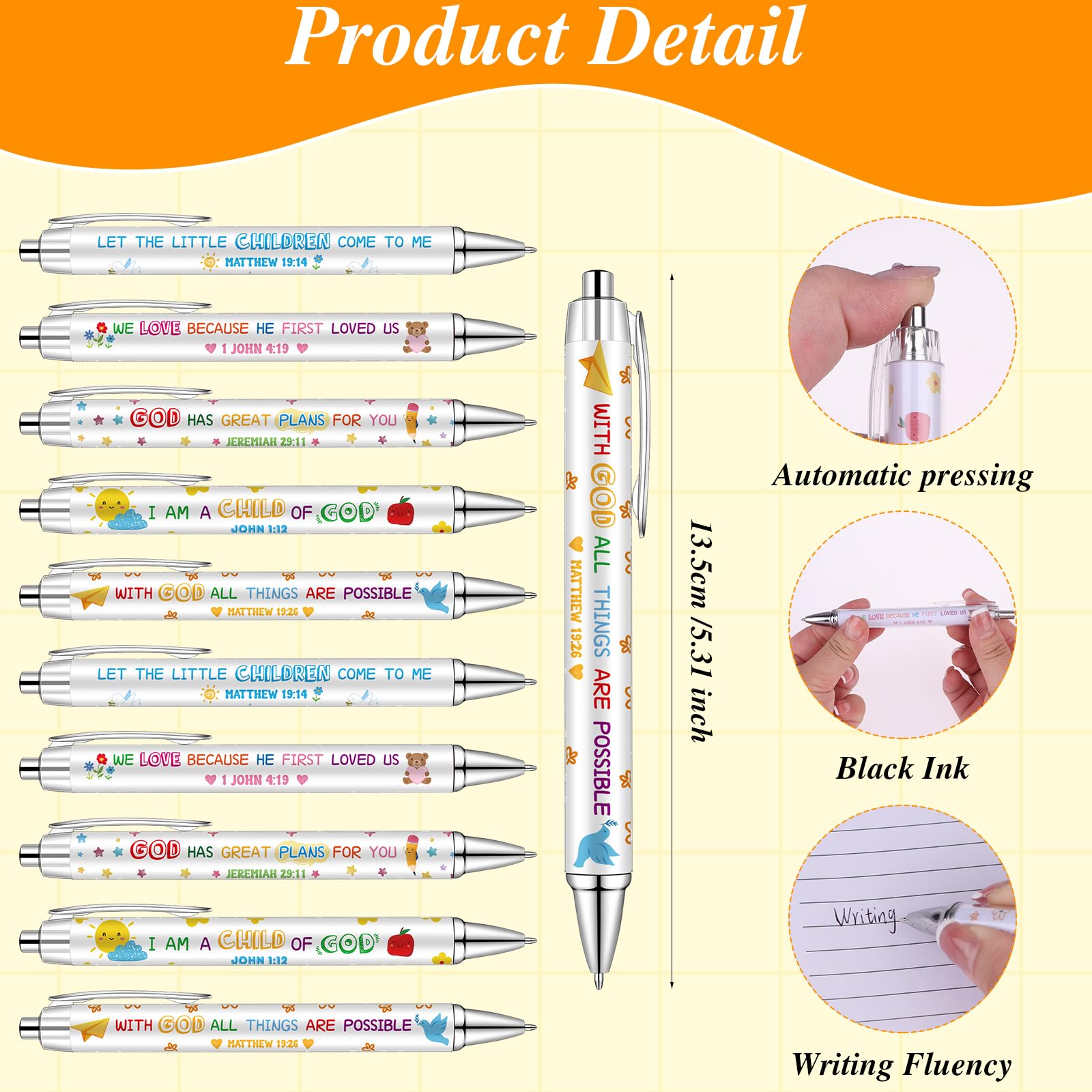 GANGBARU 20 Pcs Bible Verse Pens Notepads Gift Set Christian Spiral Notebook Religious Inspirational Ballpoint Pens Journals Bulk for Church Office School Supplies