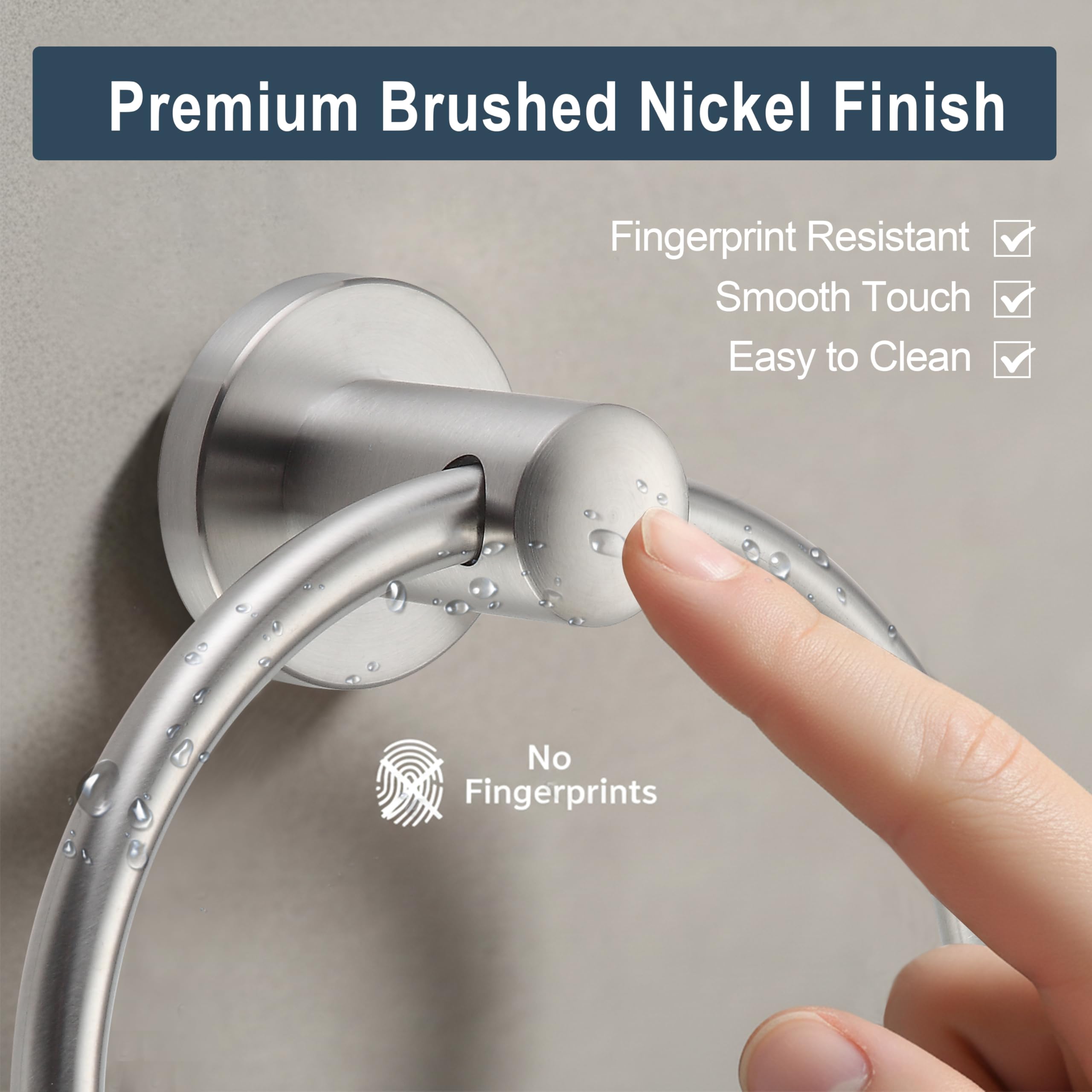 Towel Ring Brushed Nickel, Bath Hand Towel Ring Stainless Steel Round Towel Holder for Bathroom