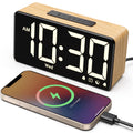 GOLOZA Alarm Clocks for Bedrooms, Wood Grain, Digital Clock with Large Display, Desk Clock for Bedside, Power-Off Memory & Alarm, 5 Level Brightness +Off, Dual Alarm, 12/24H, 9min Snooze, Reveil Matin