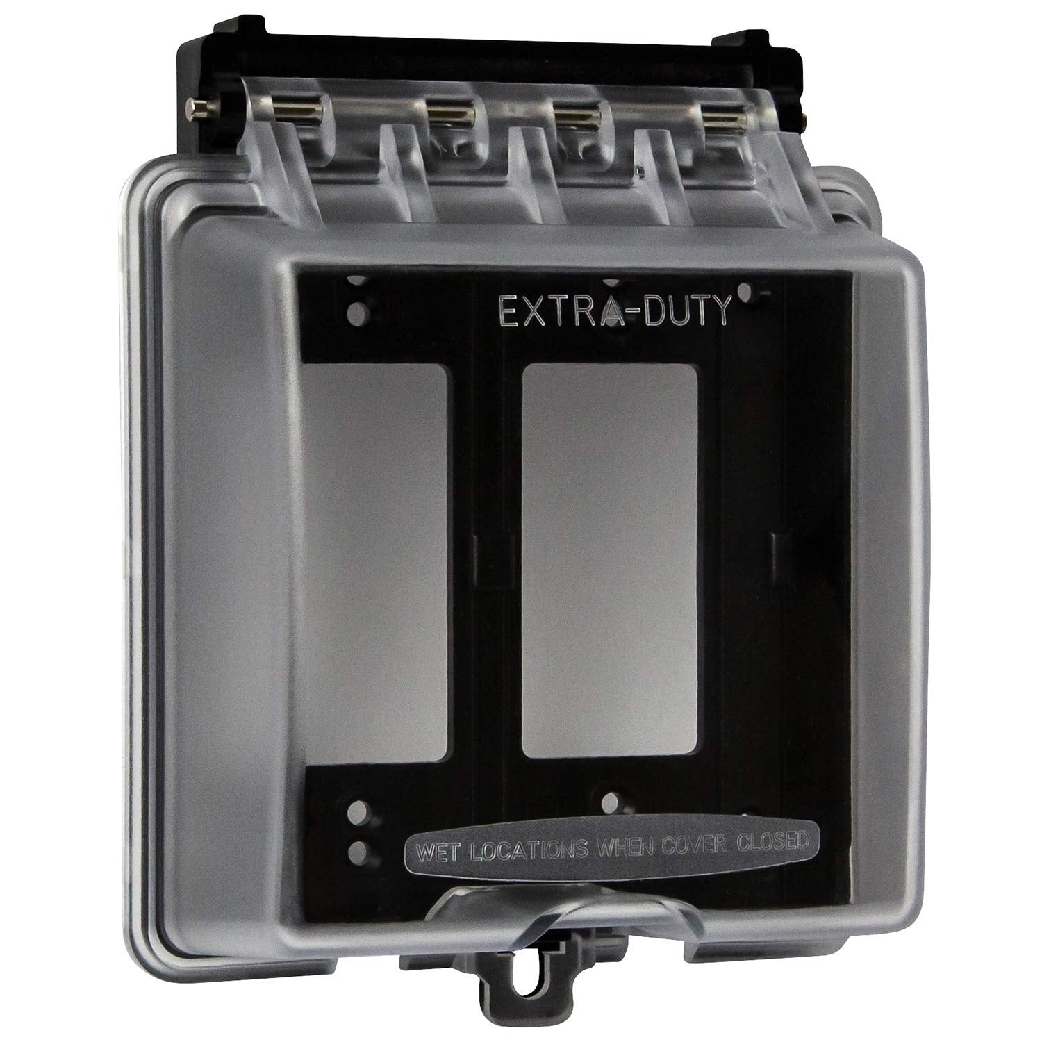 ENERLITES 2-Gang Weatherproof Outdoor Outlet Cover Extra-Duty in-Use Outlet Cover, Outdoor Decorator/GFCI Receptacle Outlets, 6.1” H x 5.2” W x 2.5” D, IUC2V-D, Clear