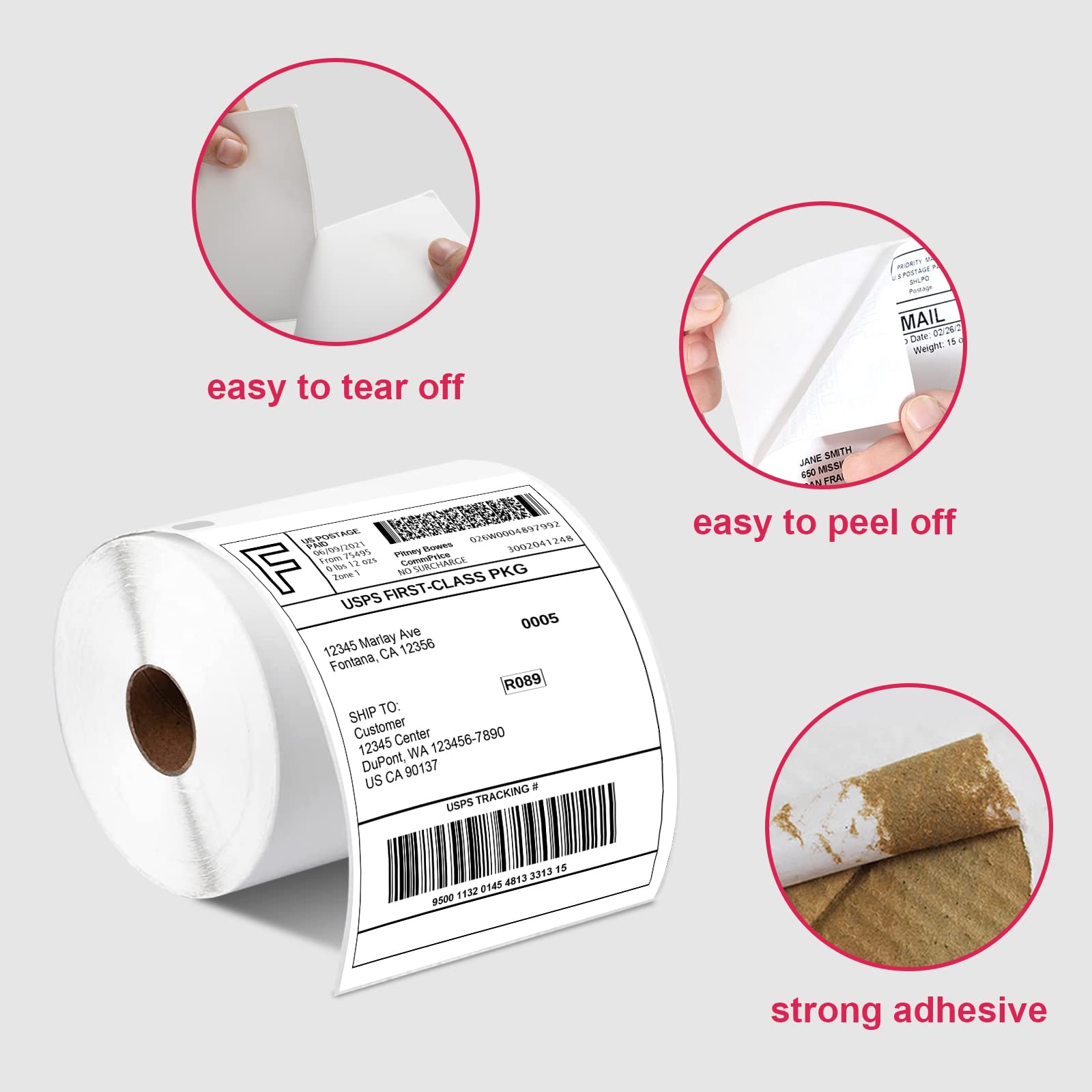 Muotich 4x6 Shipping Labels, 4 Rolls 880 Labels, Thermal Postage Labels for All Thermal Label Printers, Compatible with Dymo LabelWriter 4XL 1744907, 1755120, Permanent Adhesive, BPA Free
