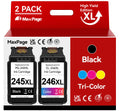 MaxPage Encre for Canon 245 246 XL Black Color Ink Cartridge PG-245XL CL-246XL Combo Pack Compatible for Pixma TS3420 TS3400 MX492 MX490 MG3022 MG2522 TR4520 TS3120 TR4522 TR4500 TR4527 MG2920 Printer
