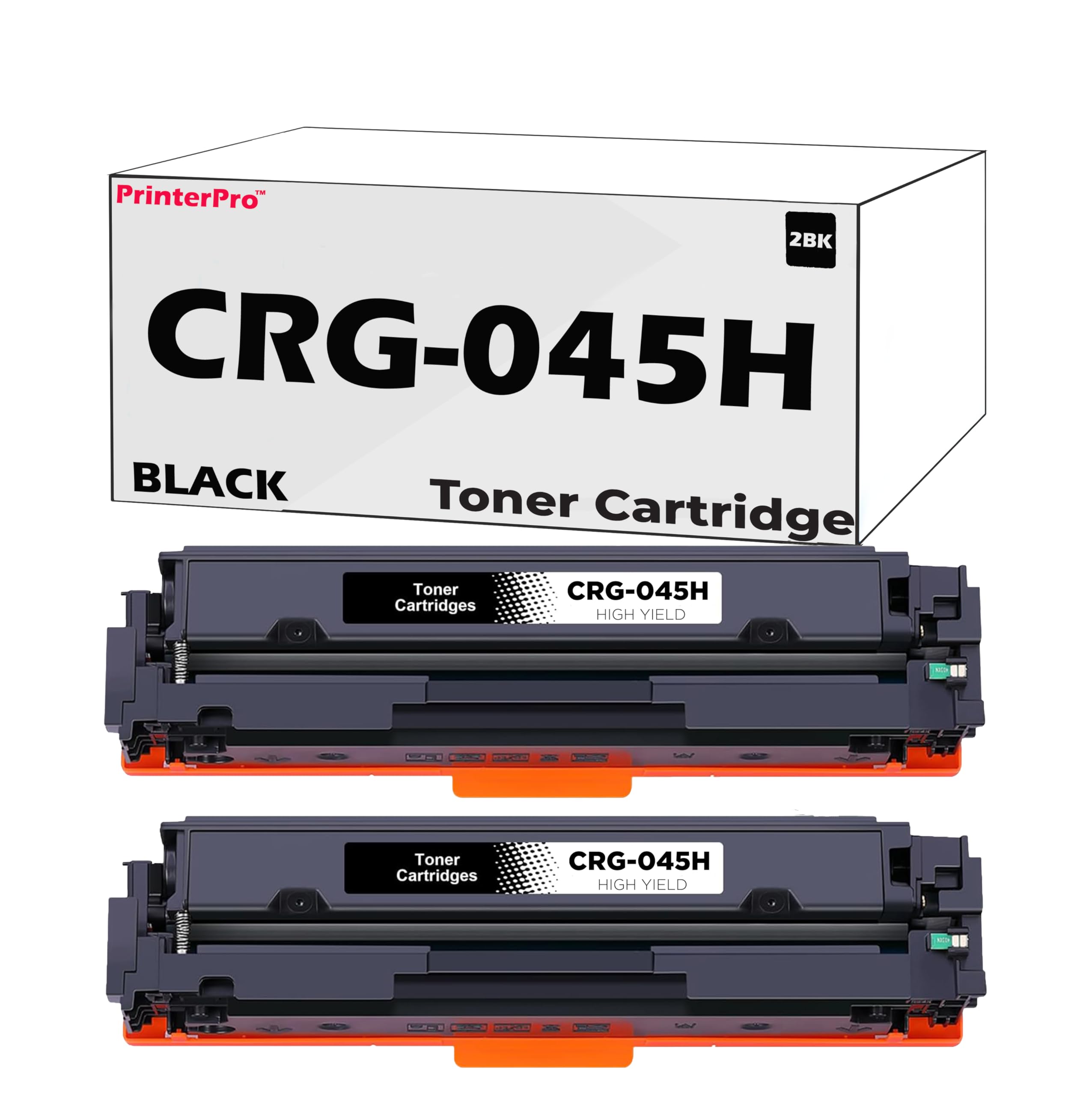 PrinterPro™ Compatible Toner Cartridge Replacement for Canon 045H Toner Cartridge CRG-045 CRG 045H High Yield - Canon Printer ImageClass MF632cdw ImageClass MF634cdw LBP611Cn LBP612Cdw (2 Black)