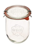 Weck Tulip Jar - Sour Dough Starter Jars for Sourdough - 1 x WECK 745 Large Clear Jar with Wide Mouth - 1 Liter Includes Glass Lid, rubber seal and steel clips