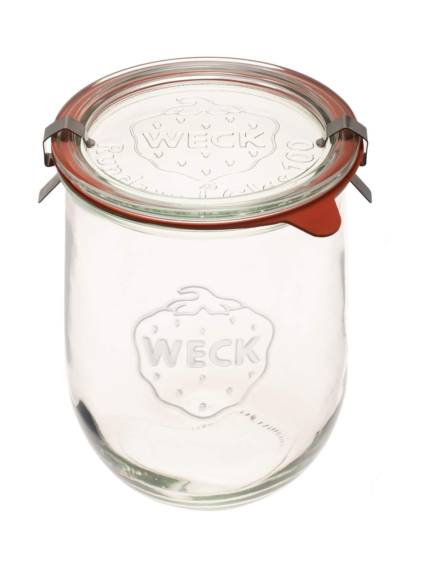 Weck Tulip Jar - Sour Dough Starter Jars for Sourdough - 1 x WECK 745 Large Clear Jar with Wide Mouth - 1 Liter Includes Glass Lid, rubber seal and steel clips