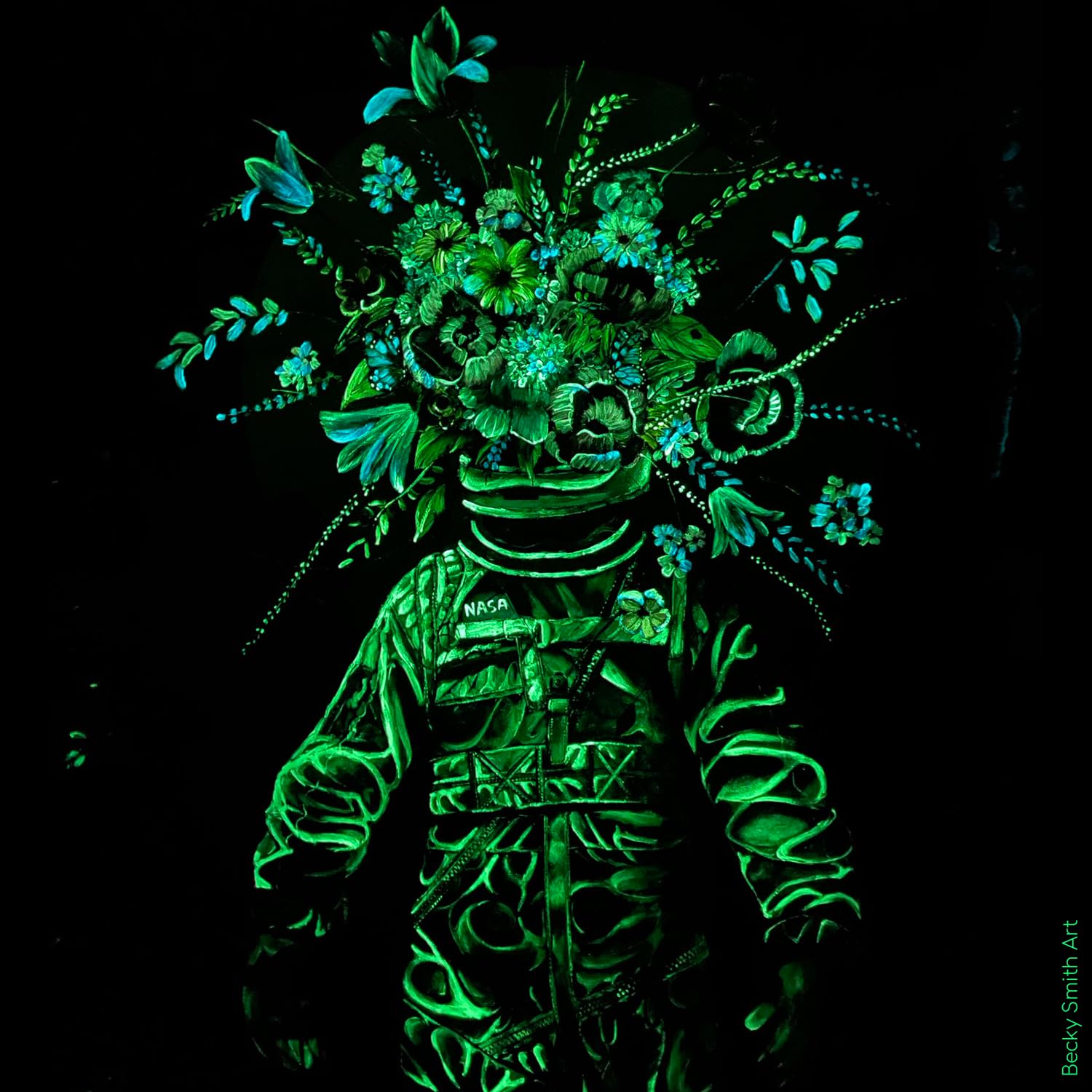 SpaceBeams Aurora Glow in the Dark Paint (50ml) Bright Green, Non-Toxic, Water Based