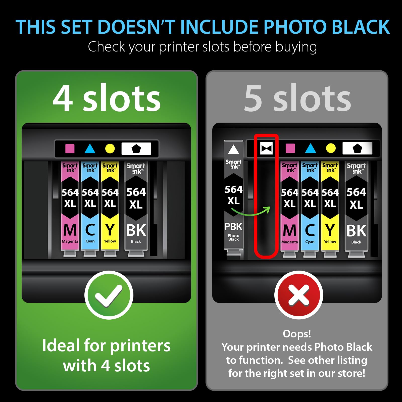 Smart Ink Compatible Ink Cartridges for HP 564 XL 564XL High Yield 10 Pack(4BK & 2C/M/Y) for HP 3520 3521 3522 3070A 4610 4620 4622 5510 5512 5515 5520 5522 5525 6510 6515 6520 6525 B209a B210a B210e