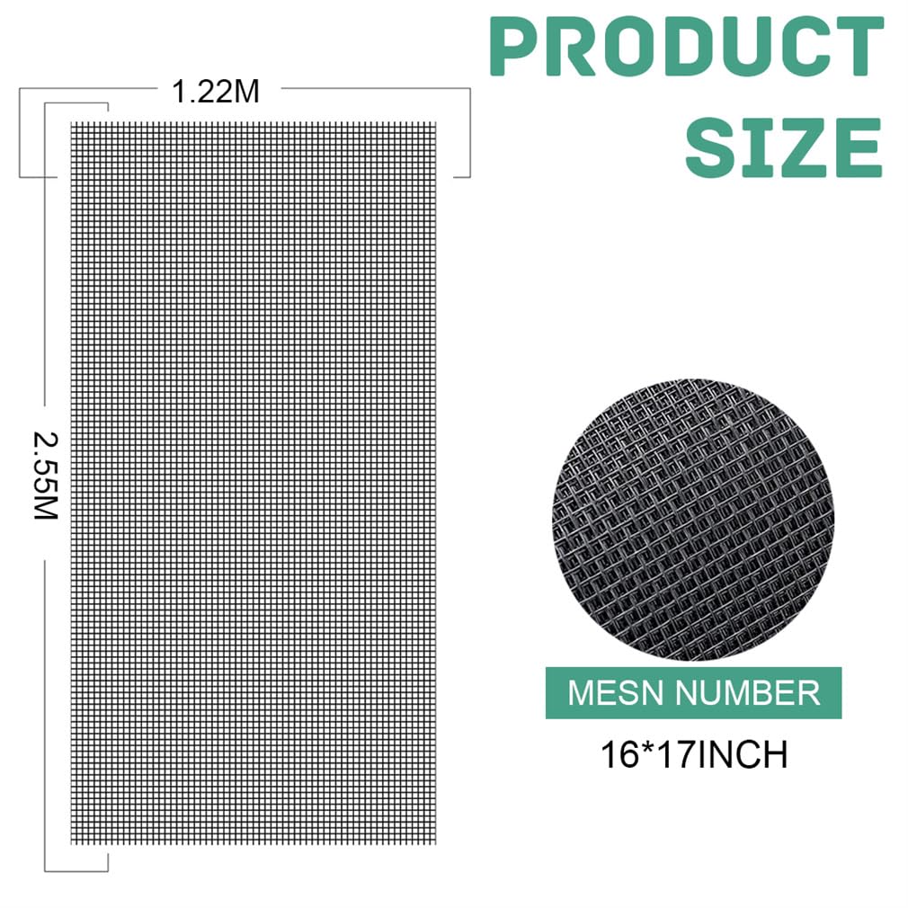Pet Proof Window Screen Replacements 47.2"X 98.4" Window Screen Roll Door Screen Replacement Mesh Heavy Duty Screens Repair Kit for Sliding Door Patio (Folded Package)