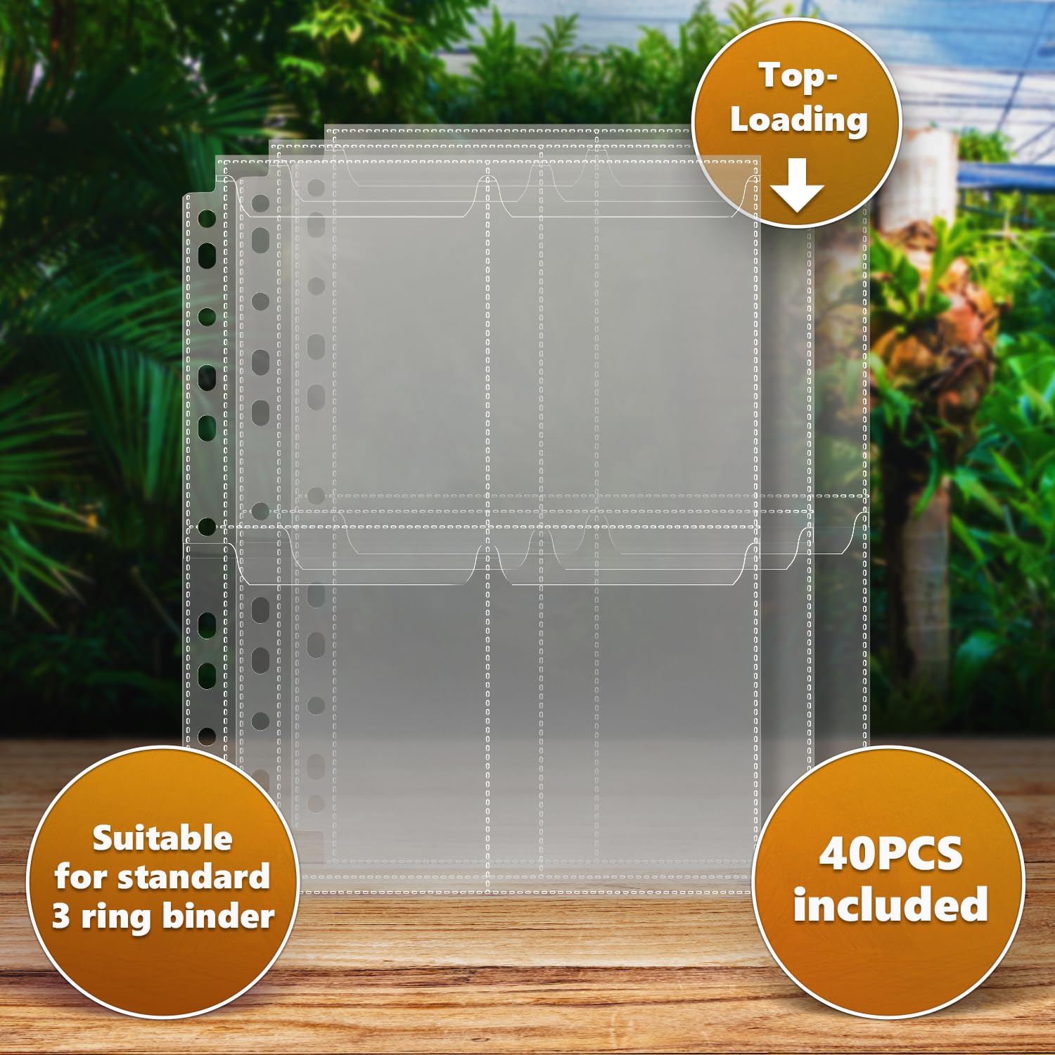 160 Pockets Spill-Proof Top Closure Seed Storage Organizer Sleeves (40 Pack) Heavy Duty 4 Pocket Garden Seed Organizer, Slot Size 3.5x5 Clear Sleeves for Seed Packet Storage, Seed Keeper, Seed Binder