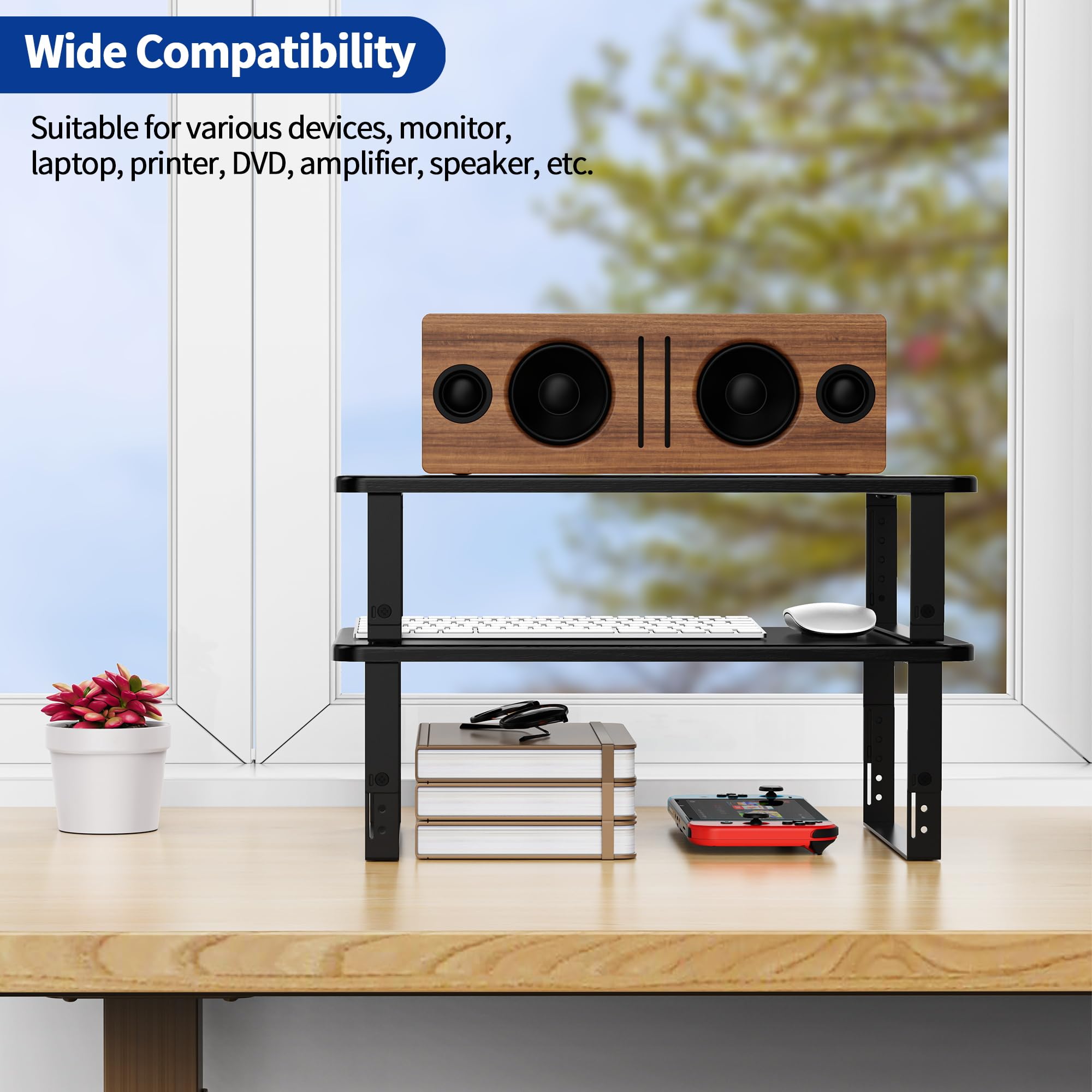 BESIGN MS01 Monitor Stand Riser, Height Adjustable Laptop Stand, Computer Monitor Stand for Monitor, Computer,Laptop,Printer (Black)