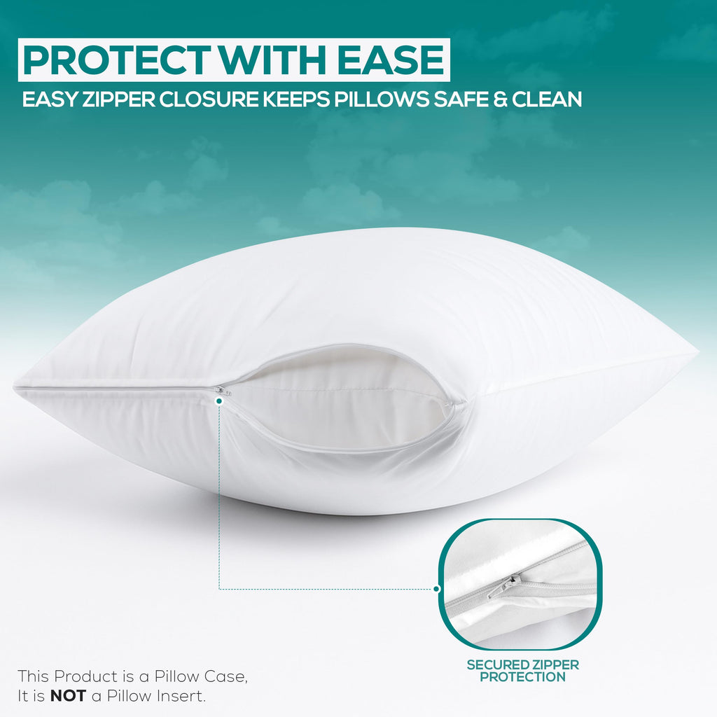Utopia Bedding Set of 4 Waterproof Pillow Protectors with Zipper Queen Size (White), Ultra Soft Pillow Covers, Bed Bug and Dust Mite Proof Pillow Encasements, Moisture Wicking Pillow Cases