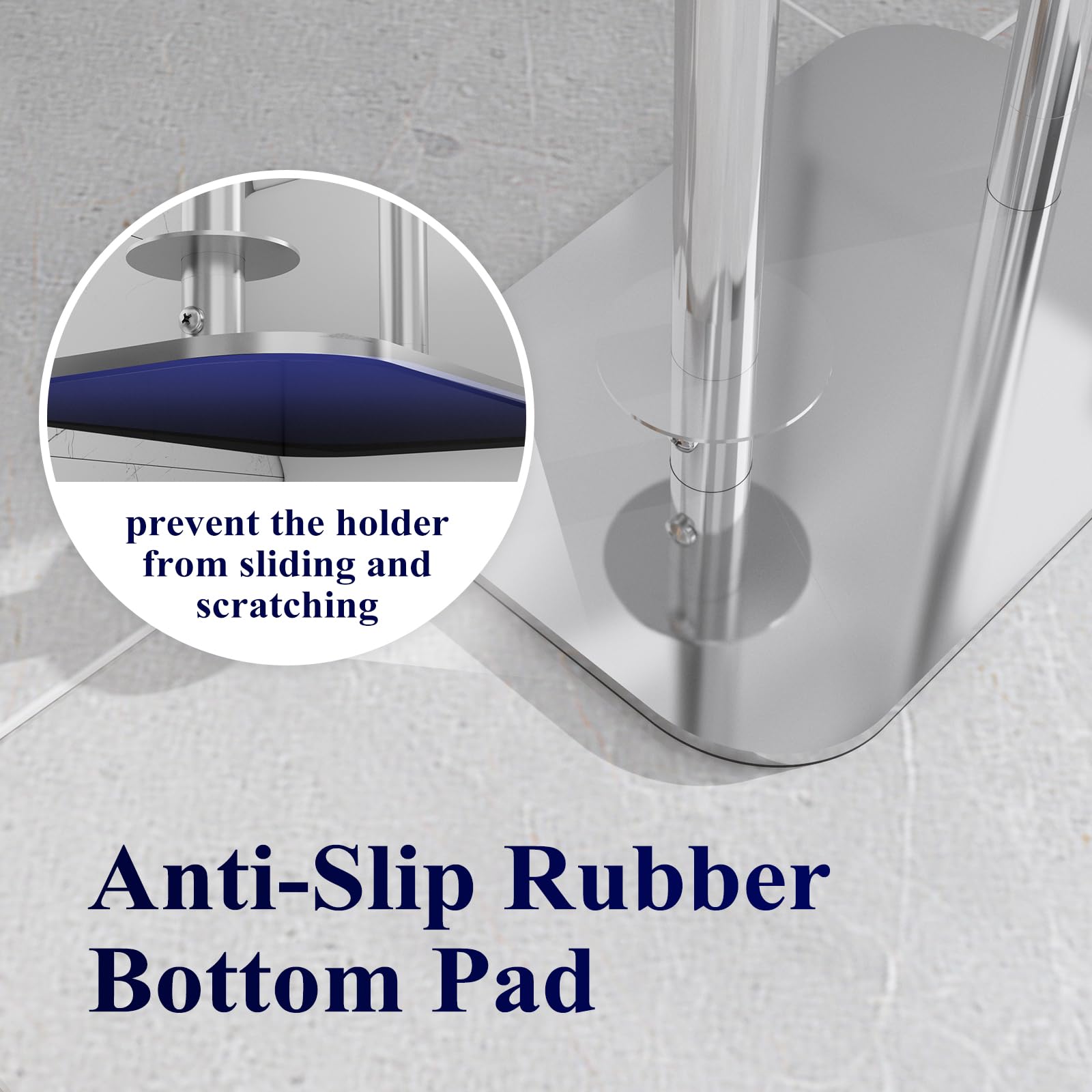 Kitsure Toilet Paper Roll Holder Free Standing – Rustproof Metal Toilet Paper Stand for 4 Rolls with Anti-Slip Base and Shelf for Phone & Small Items, Silver, 63.0 x 23.5 x 15.0 cm