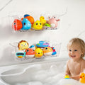 Bath Toy Storage Organizer 2 Pack, Transparent Bath Toy Holder with Drain Holes, Durable Plastic Bathtub Toy Storage for Bathroom, Quick-Dry Shower Caddy Drainable