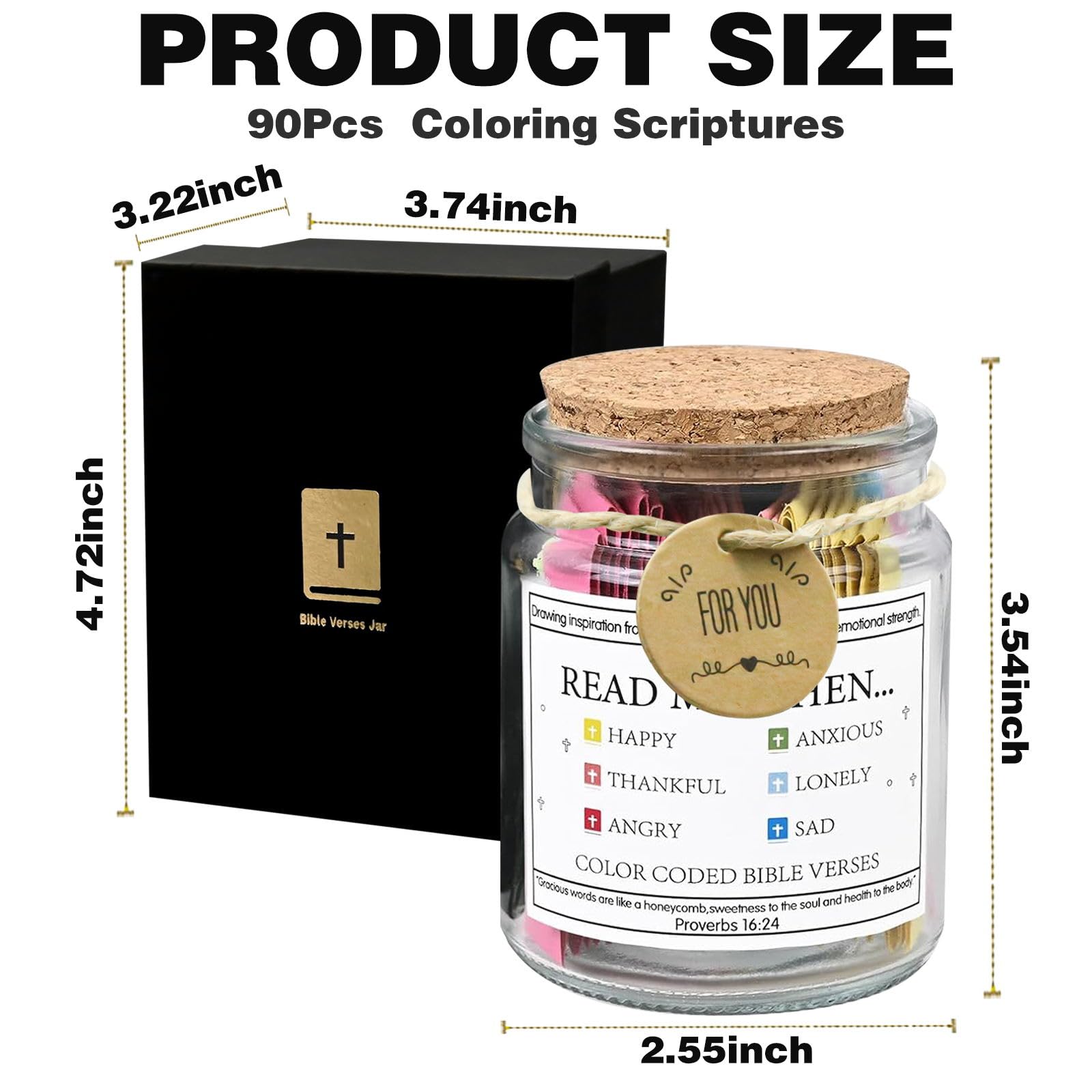 Bible Verse Jar, Read Me When Bible Verses Jar the Hope Jar Bible Verses, Bible Jar with 90 Coloring Scriptures, Prayer Bible Verses in a Jar Bible Verses for Emotions and Feelings, Christian Gifts