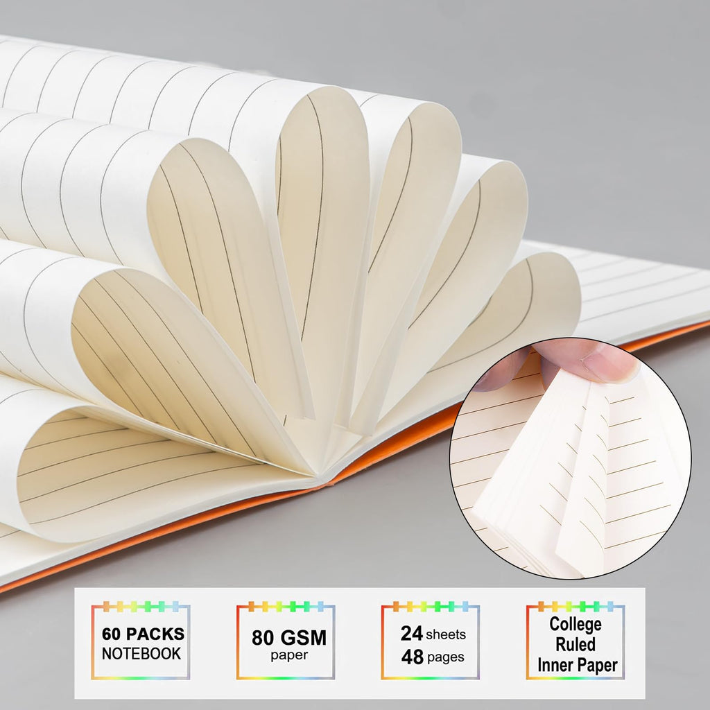 60 Pcs A6 Mini Notebooks Bulk, Small Pocket Notebooks, Colorful Lined Notepad, Journal Memo Notepad for Kids, Students, Traveler, School Supplies, 3.5 x 5.5 Inch, 24 Sheets/48 Pages, 20 Color