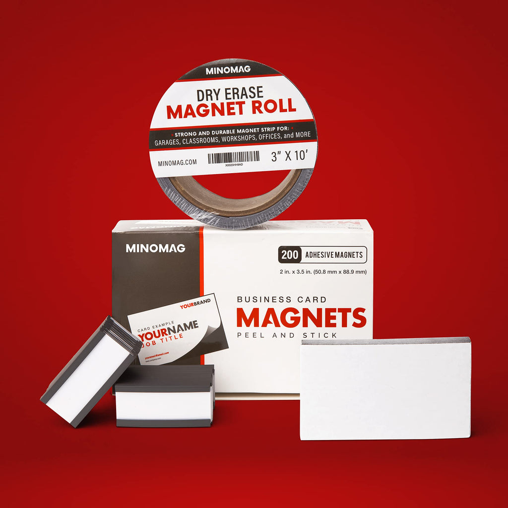 Minomag 3" x 10' Dry Erase Magnet Roll | Strong Magnetic Whiteboard Tape Roll. Cut into Custom Label Strips and Sheets for Fridge or White Board, 3 inch Wide by 10 Foot Long.