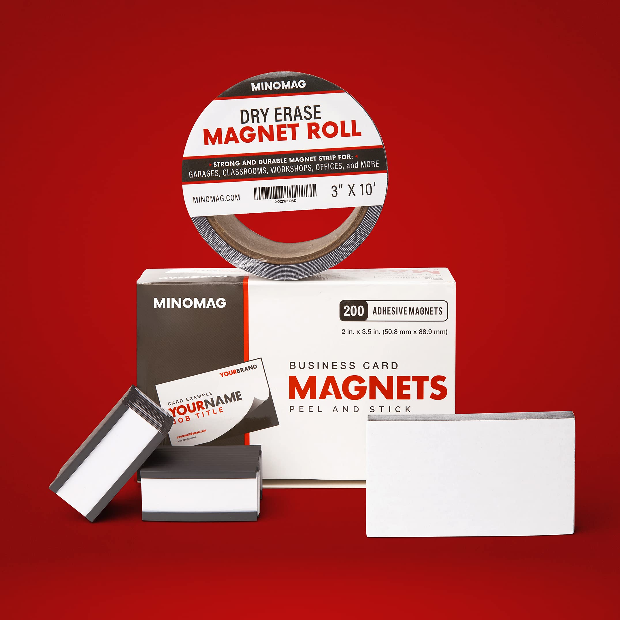 Minomag 3" x 10' Dry Erase Magnet Roll | Strong Magnetic Whiteboard Tape Roll. Cut into Custom Label Strips and Sheets for Fridge or White Board, 3 inch Wide by 10 Foot Long.