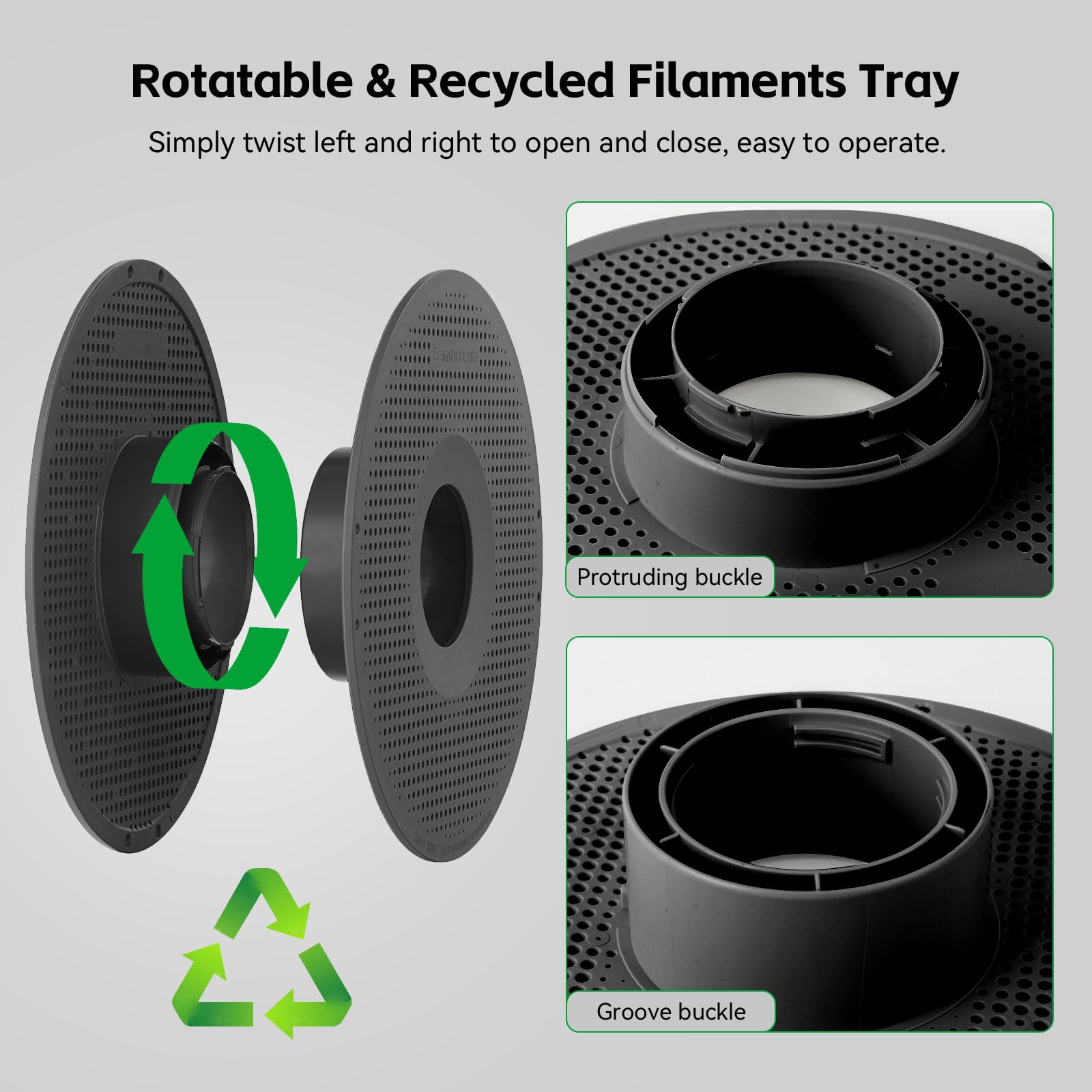 Original Bamboo Lab AMS Detachable Filament Tray Reusable Filament Reel Holder Fits PLA, PETG, ABS, TPU Filament Spool Compatible with A1/A1 Mini 3D Printer Support Low-Temp Environment ≤ 90°C