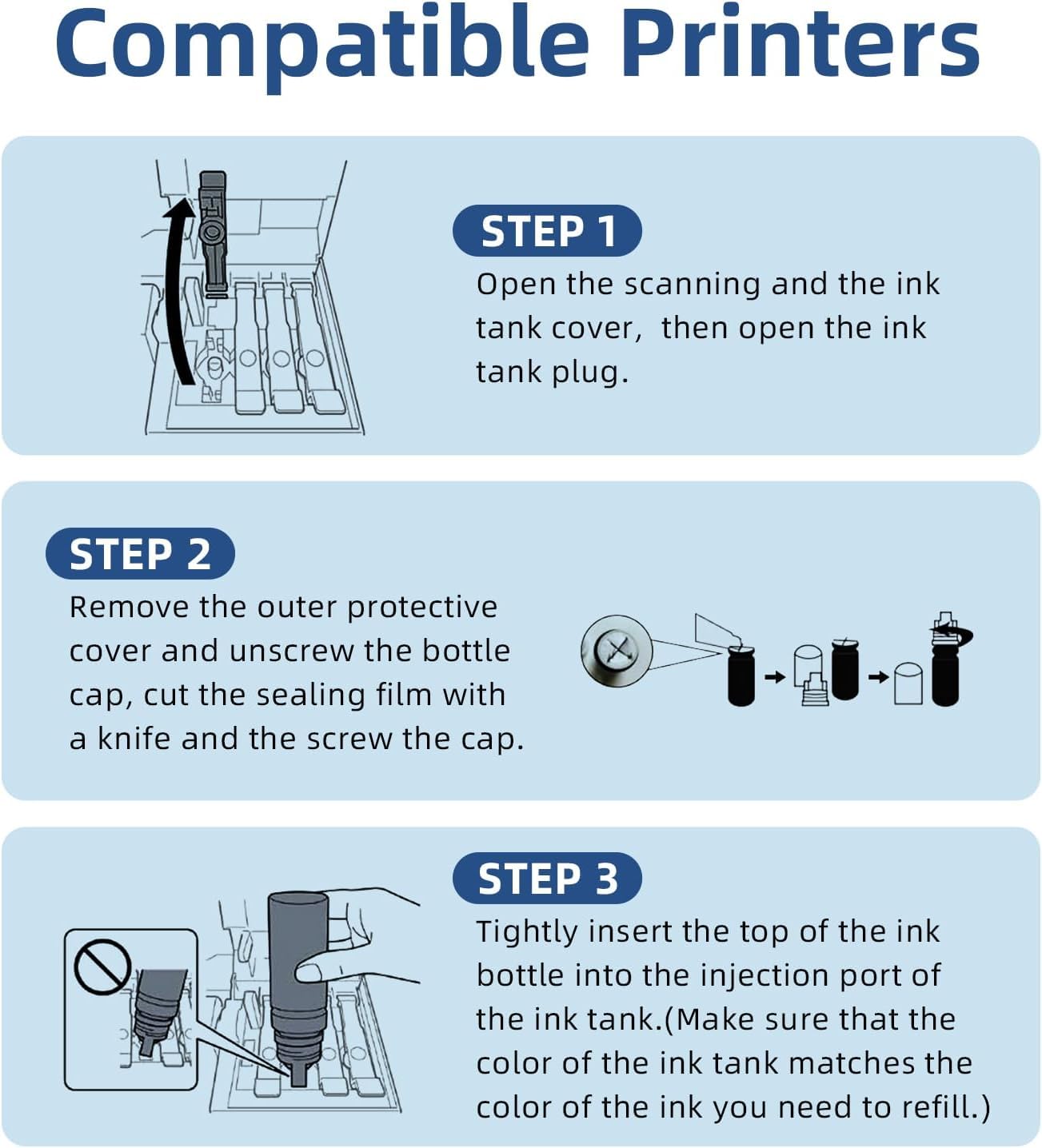 Skydo502 Ink Refill Bottles Replacement for T502 Printer Ink for Ecotank ET-2850 ET- 2800 ET-2750 ET-4760 ET-3830 ET-2760 ET-3850 ET-4750 ET-4850 ET-4950 ET-2700 ET-3760 Printer (4 Pack)