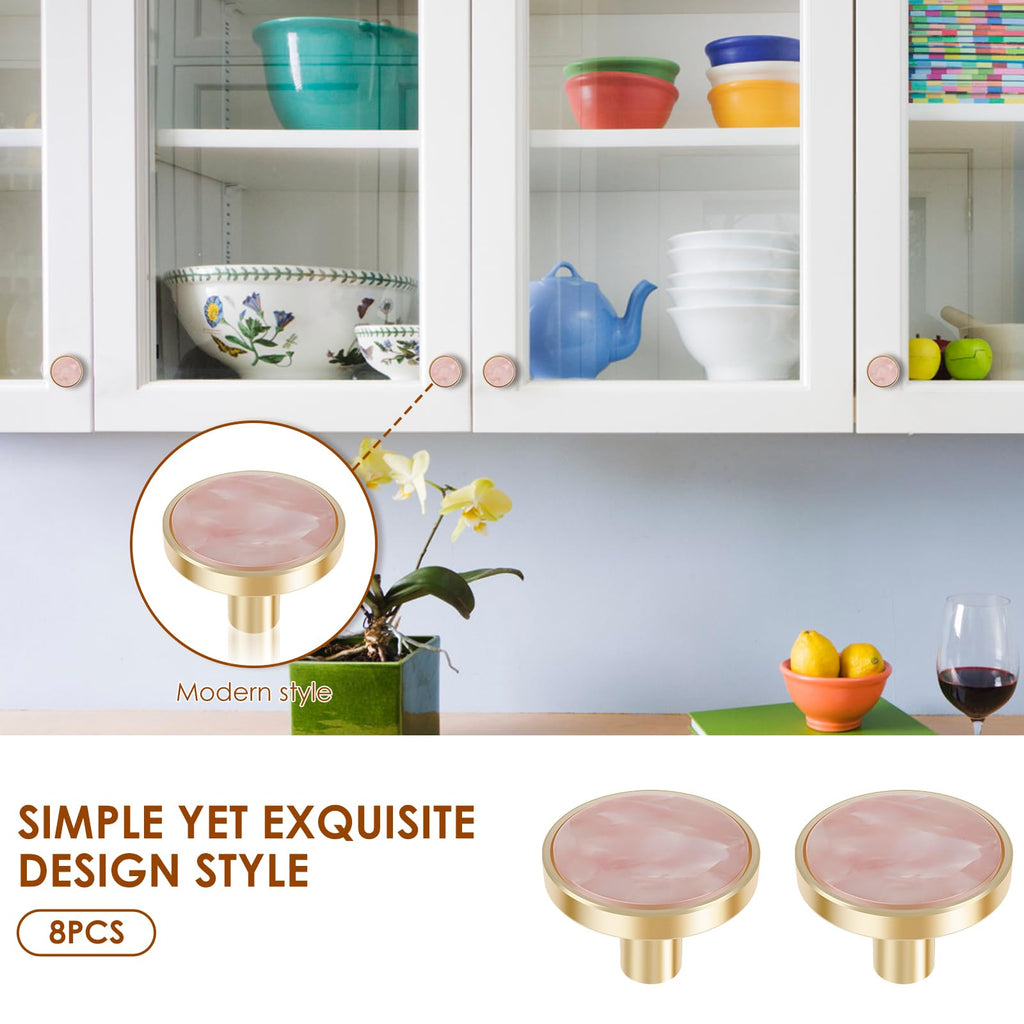 LYIYEYAN 8Pcs Drawer Knob Set, Zinc Alloy Dresser Pull with Screws, Decorative Drawer Handle, Exquisite Furniture Knob for Closet Dresser Door(Pink)