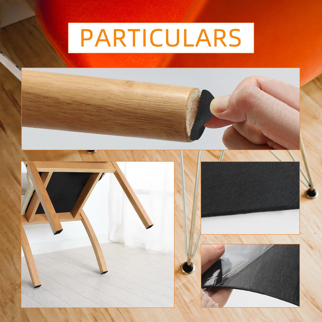 QILIMA Heavy-Duty Felt Pads Roll, Black Self-Adhesive Felt Furniture Strips,0.2 x 4 inch x 202 Inch DIY Tape to Protect Hardwood Floors from Scratches, 2 Pack