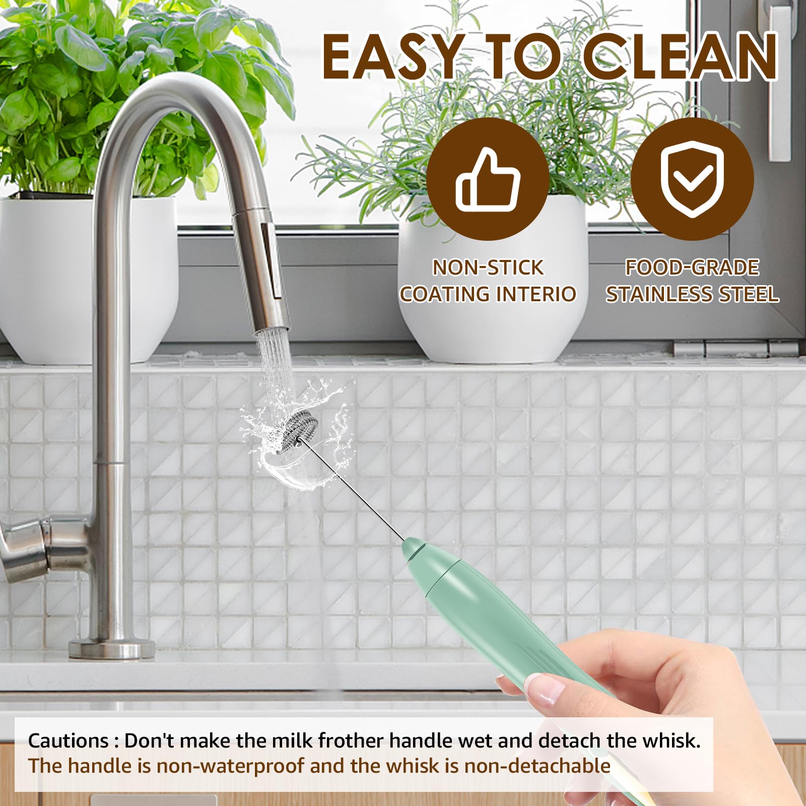 Abizarch Powerful Handheld Milk Frother, Whisk Drink Mixer, Rechargeable Electric Foam Maker, Coffee Frother, Hand Blender, for Latte Cappuccino, Frappe, Matcha Maker