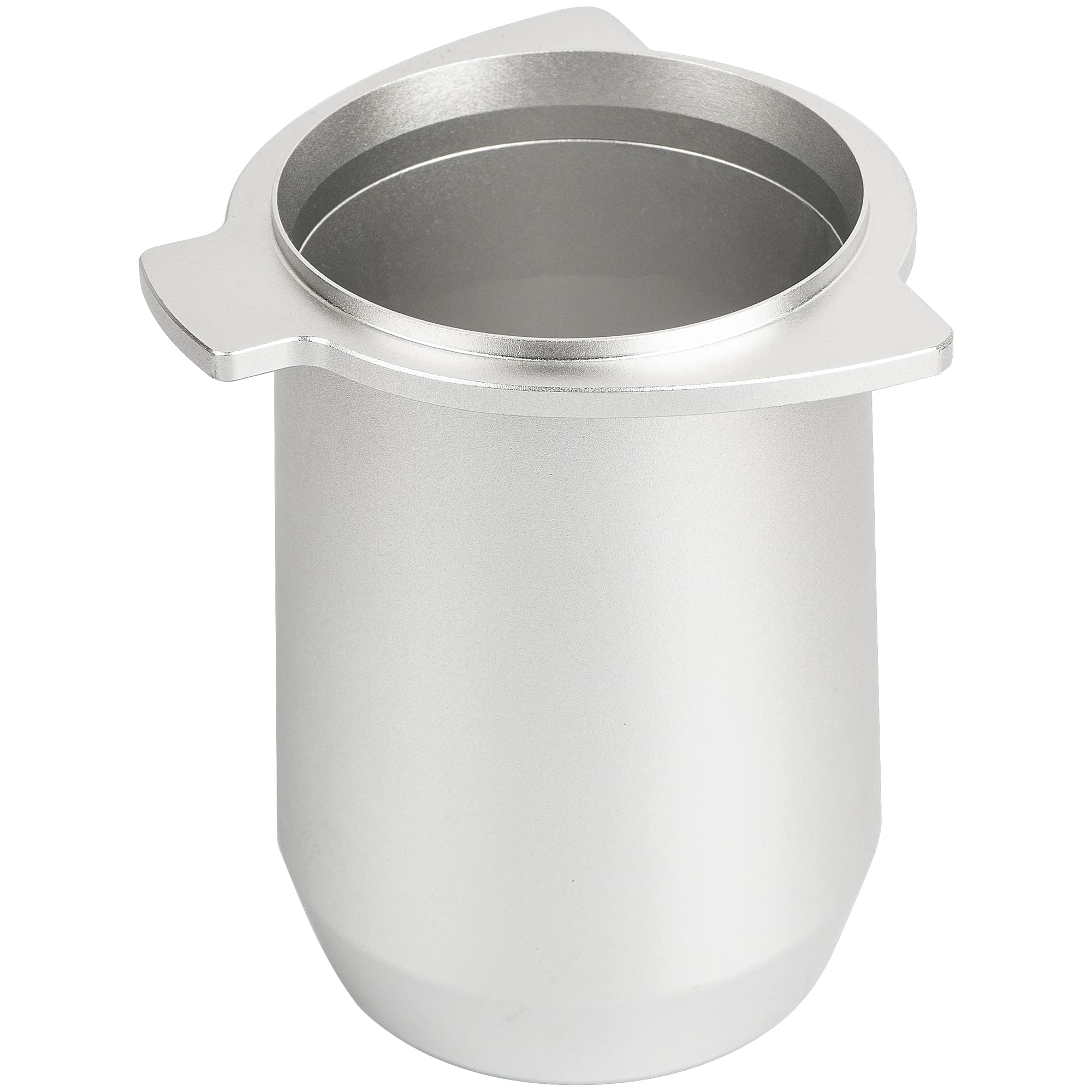 54mm Espresso Dosing Cup for Portafilter, Matte Silver Grounds Cup with Grinder-Activating Ring, Easy Transfer & Less Mess, Compatible with 54mm Breville Portafilters