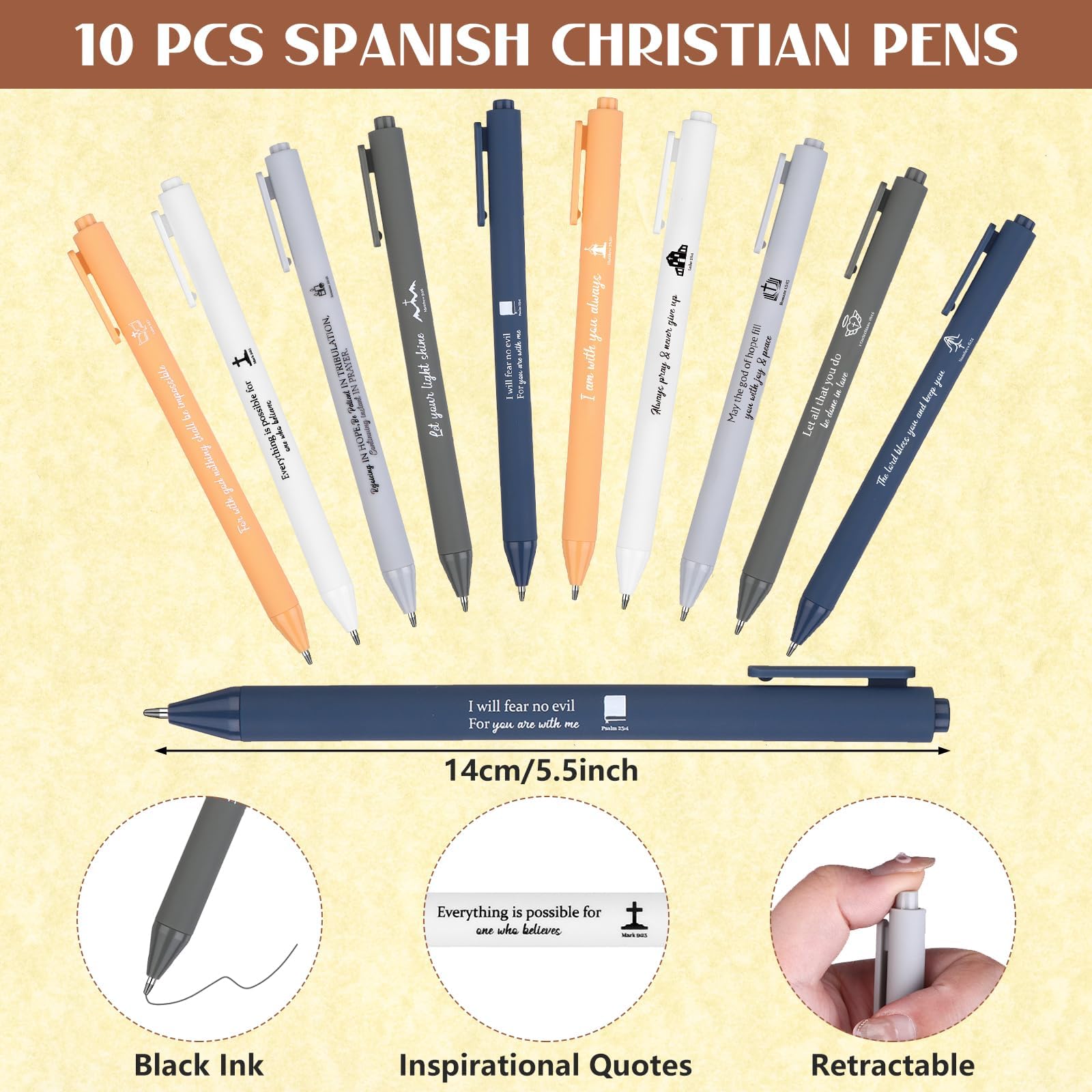 20 Pcs/10 Set Christian Gifts Notebooks Bible Verse Spiral Notebook and Bible Ballpoint Pen Prayer Journal Religious Inspirational Notebook Scripture Notepad for Men Women Sunday School Church Visitor