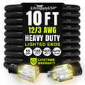 10ft Outdoor/Indoor Extension Cord 12/3 Gauge Extra Heavy Duty 3 Prong SJTW, Waterproof, Flexible Cold-Resistant Long Power Cord,15A 125V 1875W, Black by LifeSupplyUSA