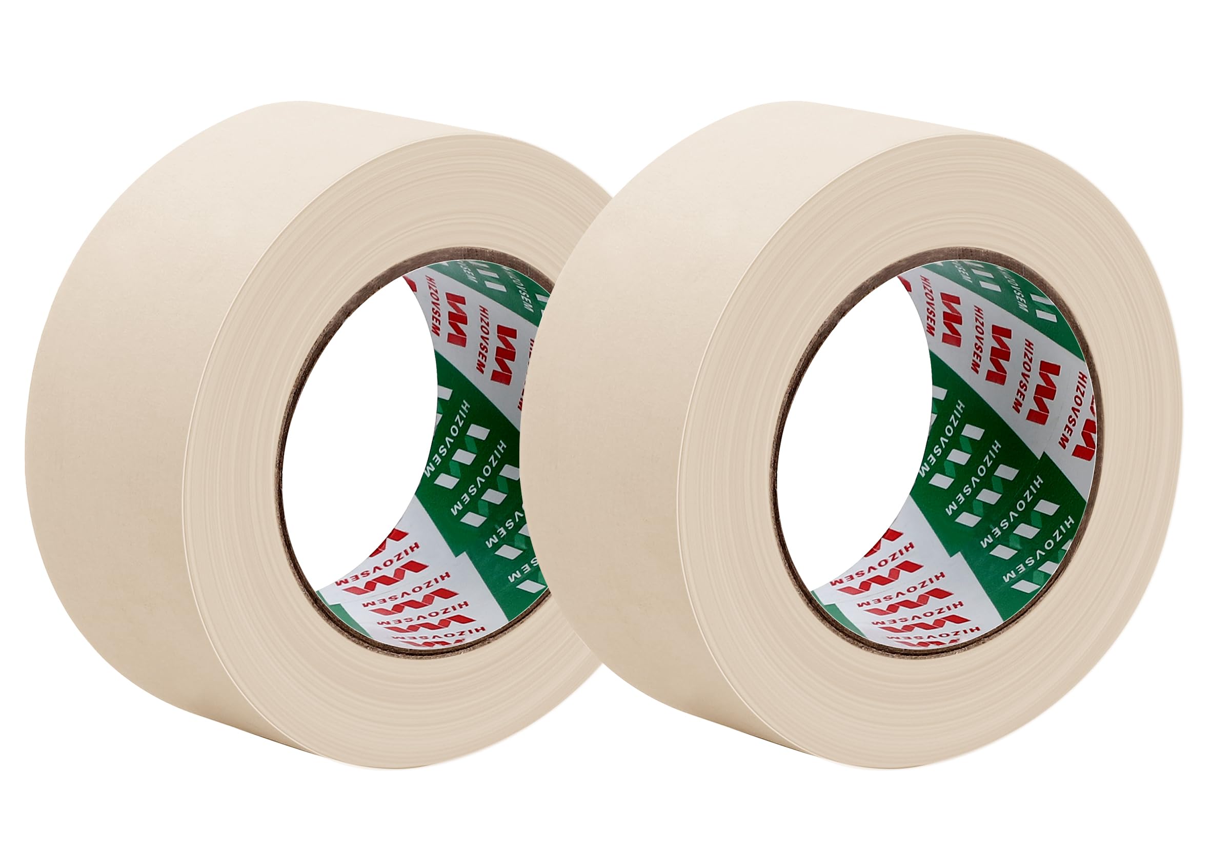 HIZOVSEM Wide Masking Tape 2 inches, 2 Packs Adhesive Painting Tape Bulk for General Purpose Use, 2 inches x 60 Yards x 2 Rolls, 120 Yards in Total