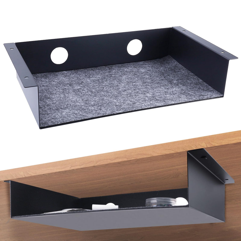 Patioer Under Desk Storage Shelf, Steel Under Desk Tray Mountable Add-On Shelf for Table Office Desk, Large (Pack of 1)