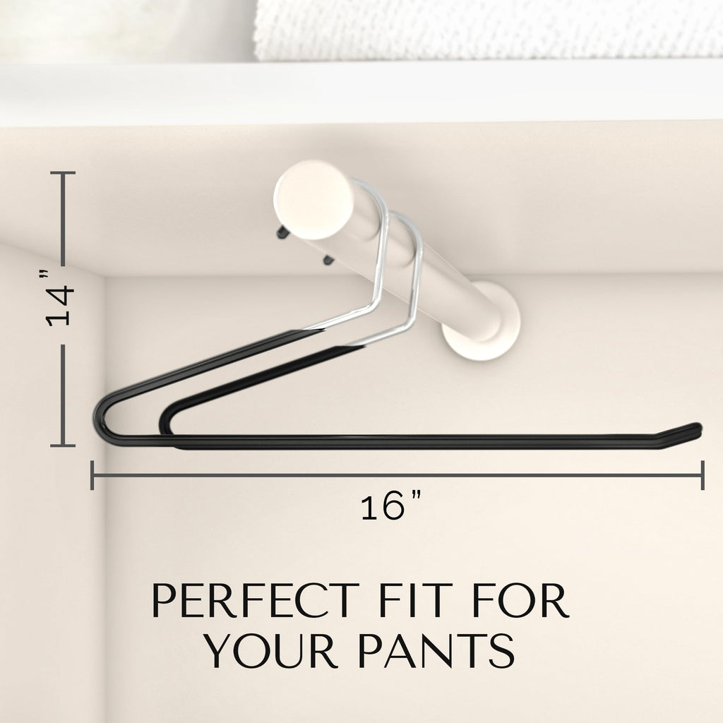 MORALVE Metal Pants Hangers Non-Slip - 20 Pack Open-Ended Space Saving Hangers for Jeans, Slacks, and Scarves - Durable Closet Organizers with Large Hooks for Easy Hanging (Black)