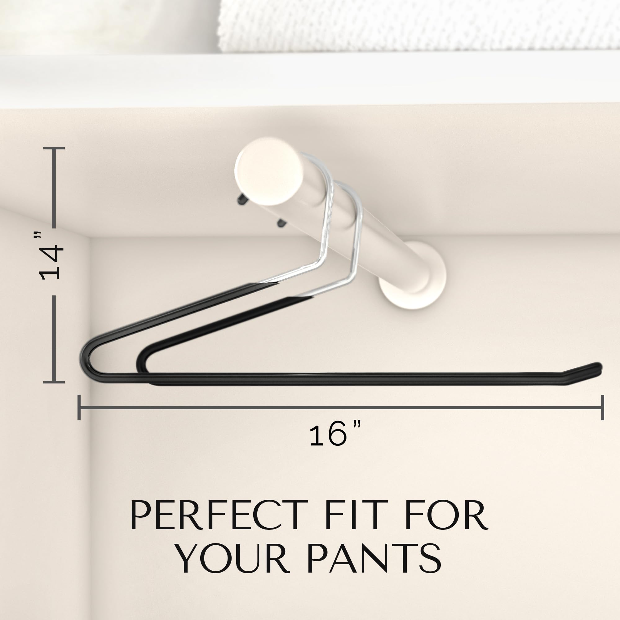 MORALVE Metal Pants Hangers Non-Slip - 20 Pack Open-Ended Space Saving Hangers for Jeans, Slacks, and Scarves - Durable Closet Organizers with Large Hooks for Easy Hanging (Black)