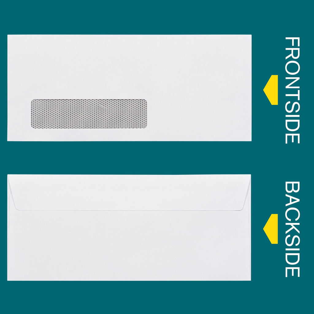 #10 Window Envelopes Self Seal - 100/pack Peel & Seal Closure, Security Tinted Envelopes for Quickbooks Invoices & Business Statements - Letter Size 4-1/8 x 9-1/2 inch 24lb Paper