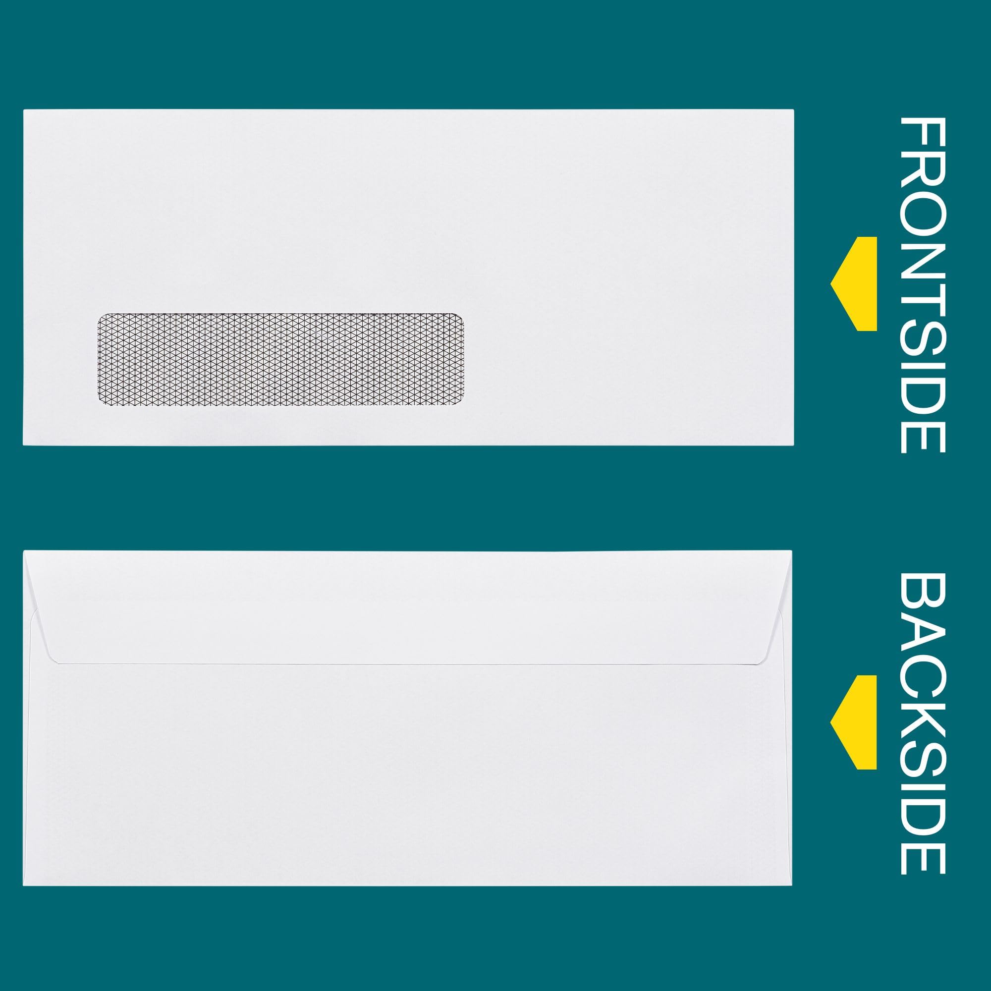 #10 Window Envelopes Self Seal - 100/pack Peel & Seal Closure, Security Tinted Envelopes for Quickbooks Invoices & Business Statements - Letter Size 4-1/8 x 9-1/2 inch 24lb Paper