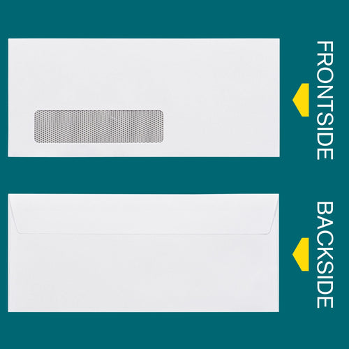 #10 Window Envelopes Self Seal - 100/pack Peel & Seal Closure, Security Tinted Envelopes for Quickbooks Invoices & Business Statements - Letter Size 4-1/8 x 9-1/2 inch 24lb Paper